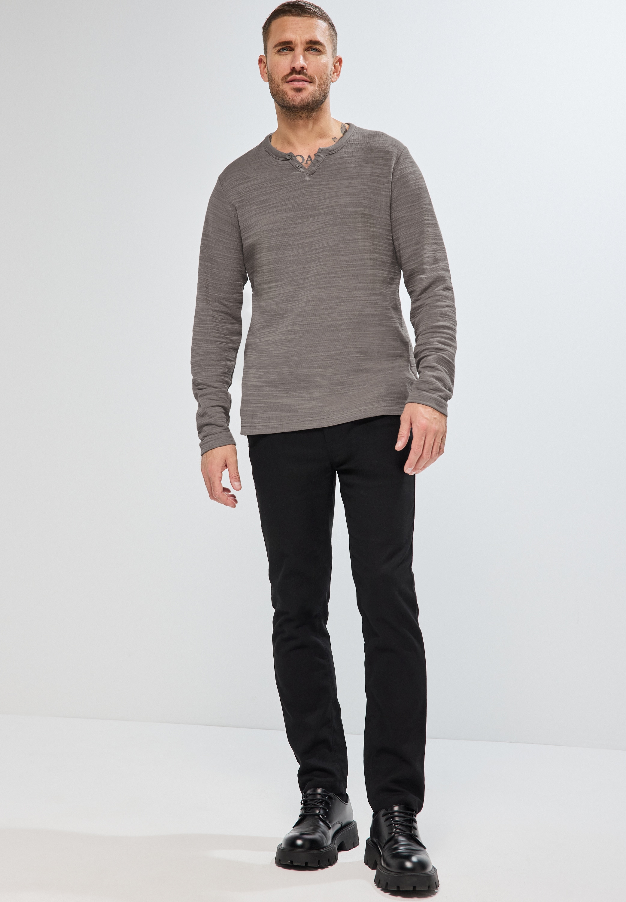 STREET ONE MEN Langarmshirt, im soften Baumwoll-Mix