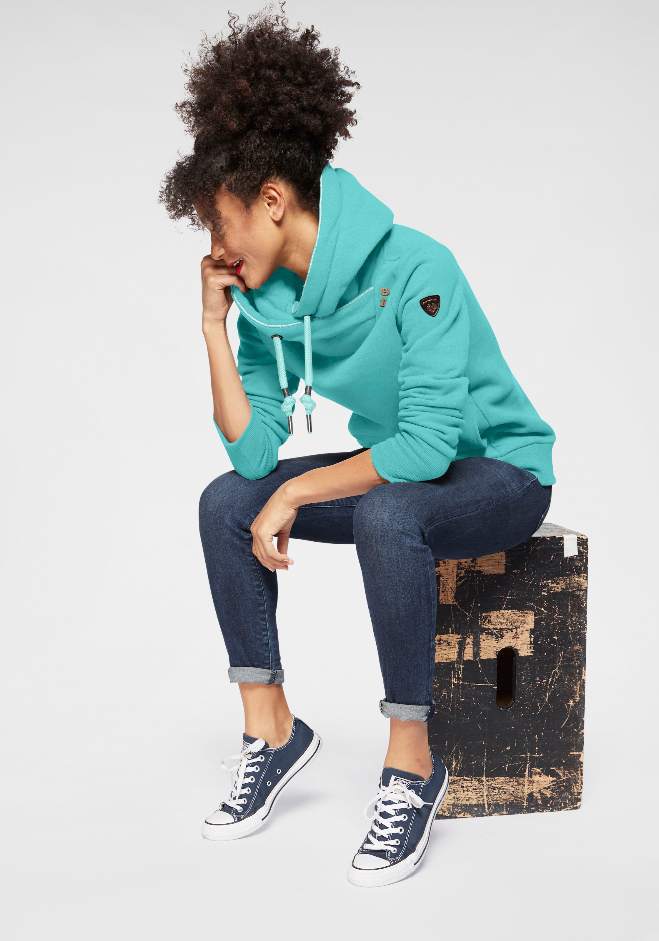 Ragwear Kapuzensweatshirt »GRIPYBUTTON«, Sweater mit rustikalen Kordel-Akzenten