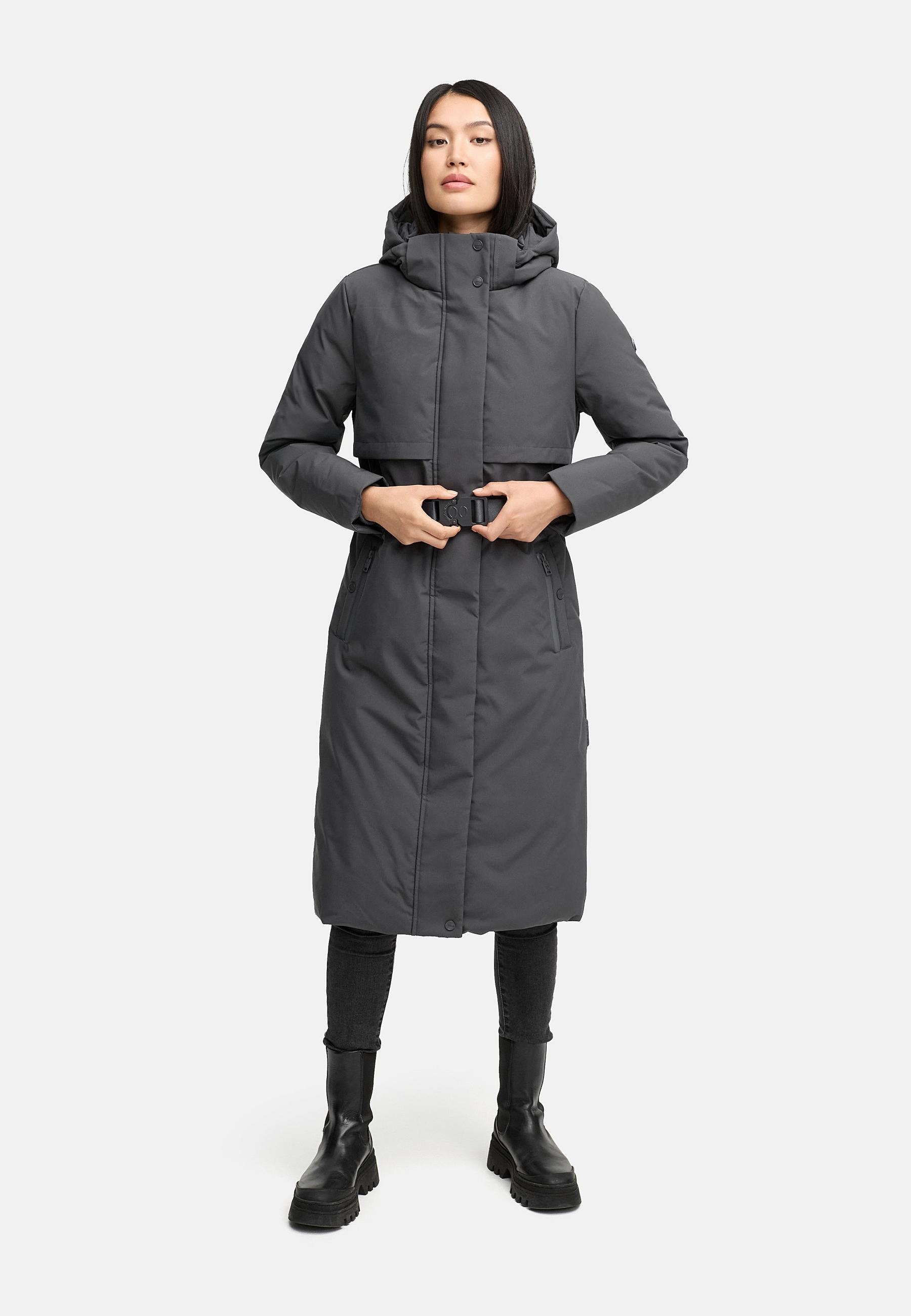 Navahoo Wintermantel »Waldbummler 14«, Wasserdichter Winterparka mit Kapuze und Taillengürtel