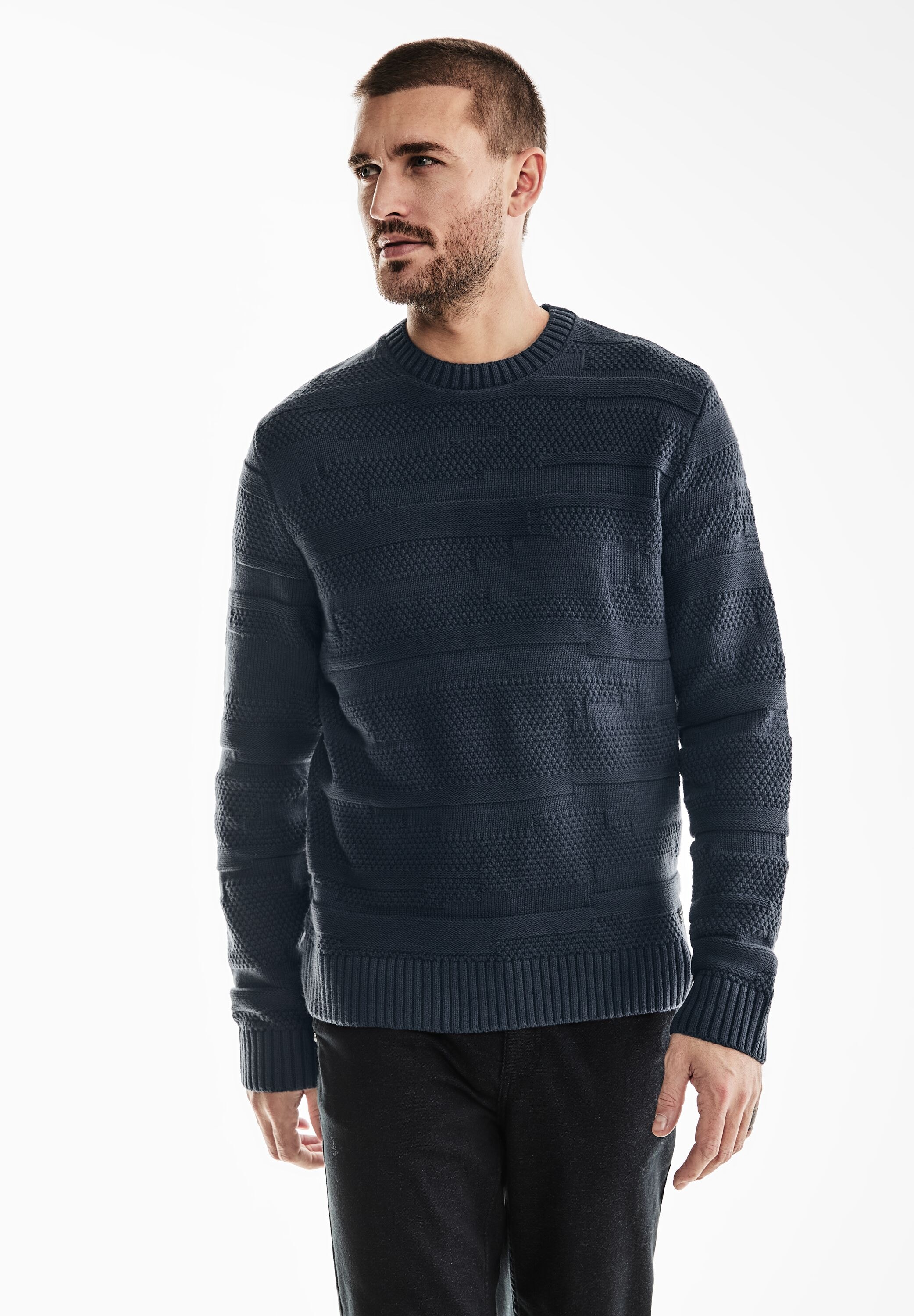 STREET ONE MEN Strickpullover, mit Struktur