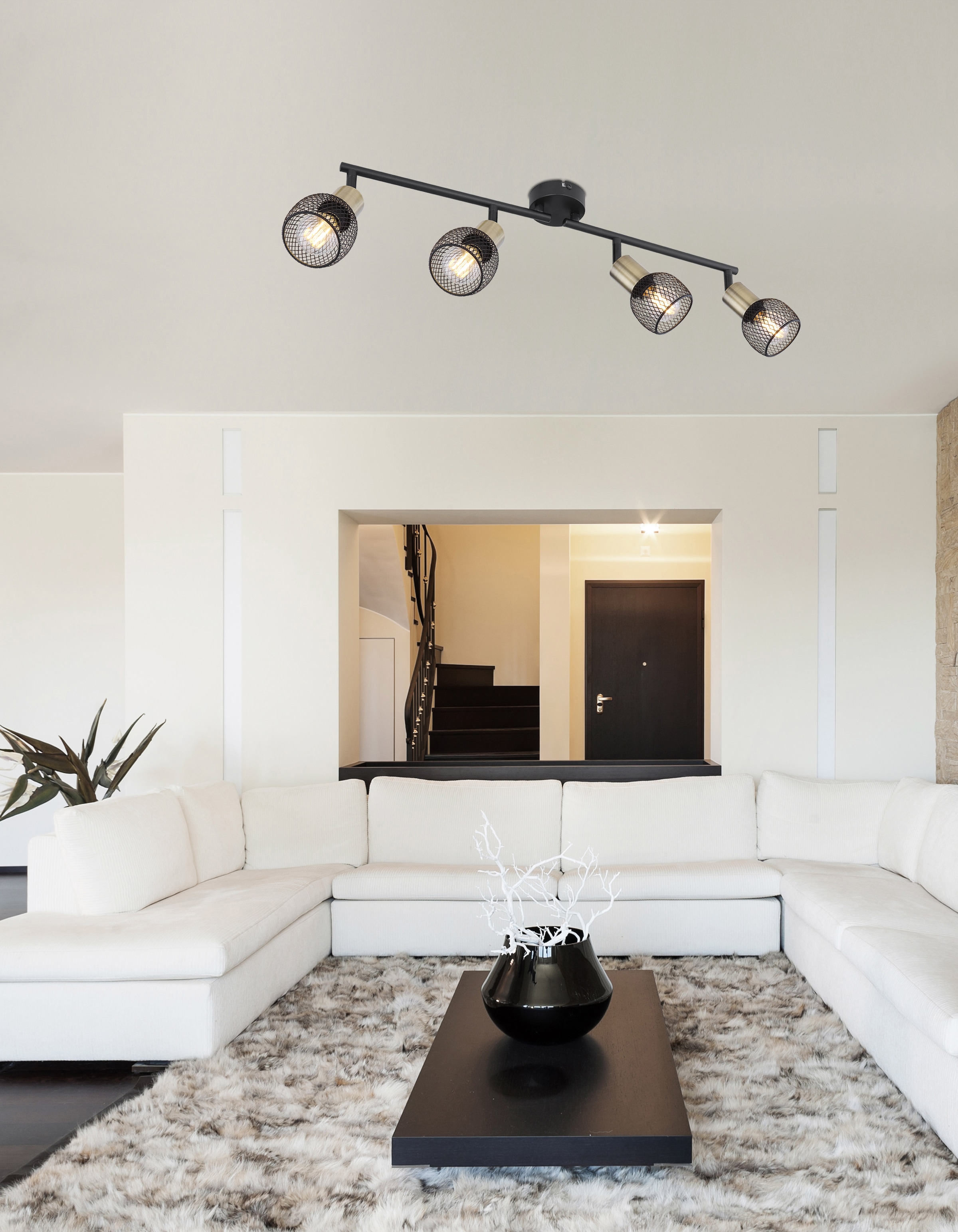 GLOBO LIGHTING Deckenstrahler »FIASTRA«, Leuchtmittel E14 | ohne Leuchtmittel, Deckenspot/schwarz/Schirme aus Metallgeflecht/Flur/beweglich