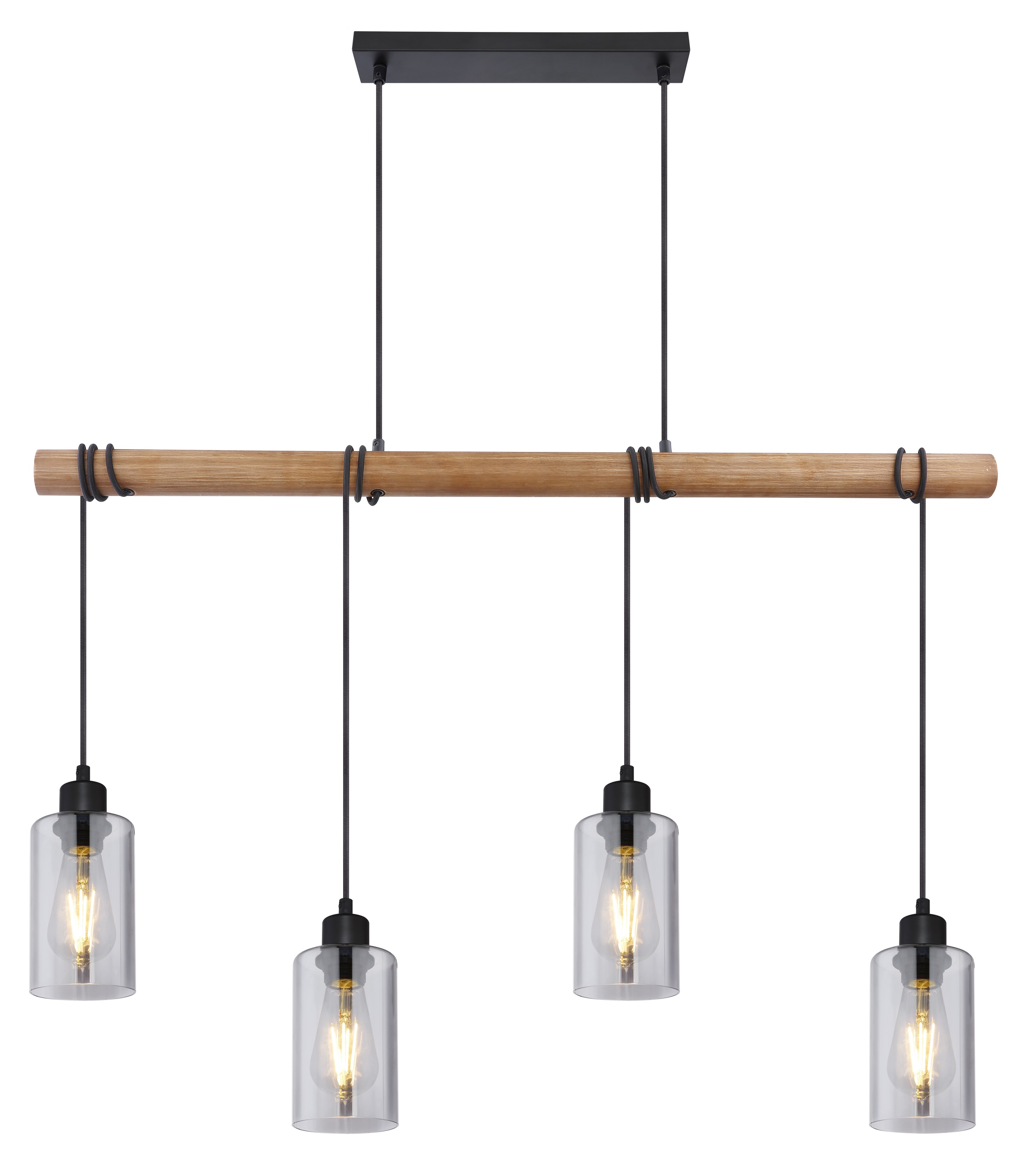 GLOBO LIGHTING Hängeleuchte »HADERA«, Leuchtmittel E27 | ohne Leuchtmittel, Hängelampe/Pendelleuchte/Glas rauchfarben/Kabel zum Herumwickeln