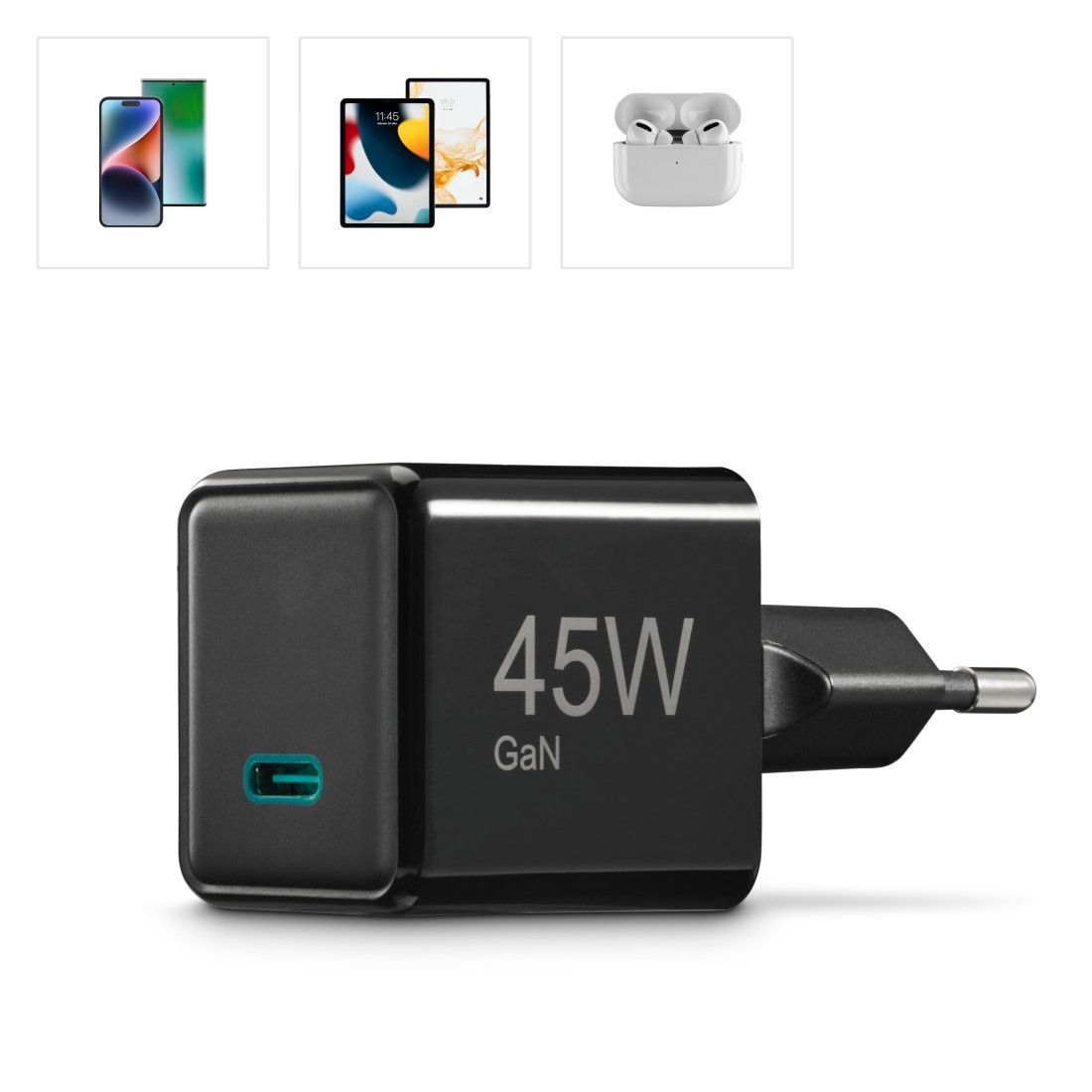Hama Schnelllade-Gerät »Schnellladegerät (USB-C, PD/QC, extraklein 3,8 x 3,0 x 3,6 cm, 45 W)«, (1 St.)
