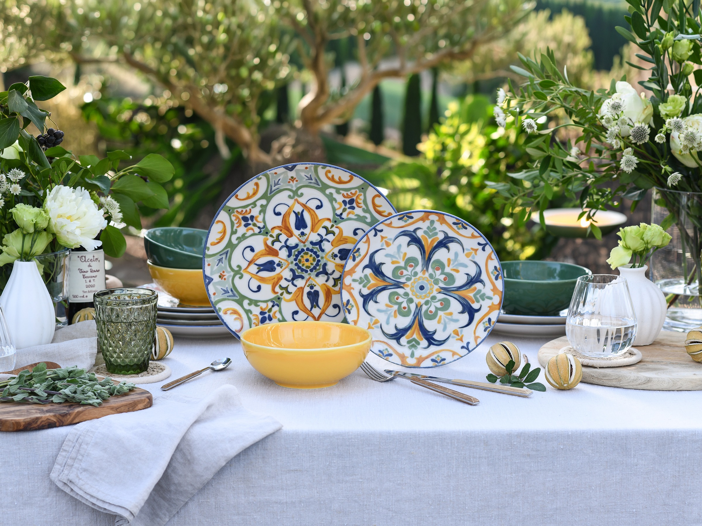 CreaTable Teller-Set »Giardini, Geschirr-Set, 12-tlg.« Mediterrane Leichtigkeit, Fliesen- und Keramikmotive