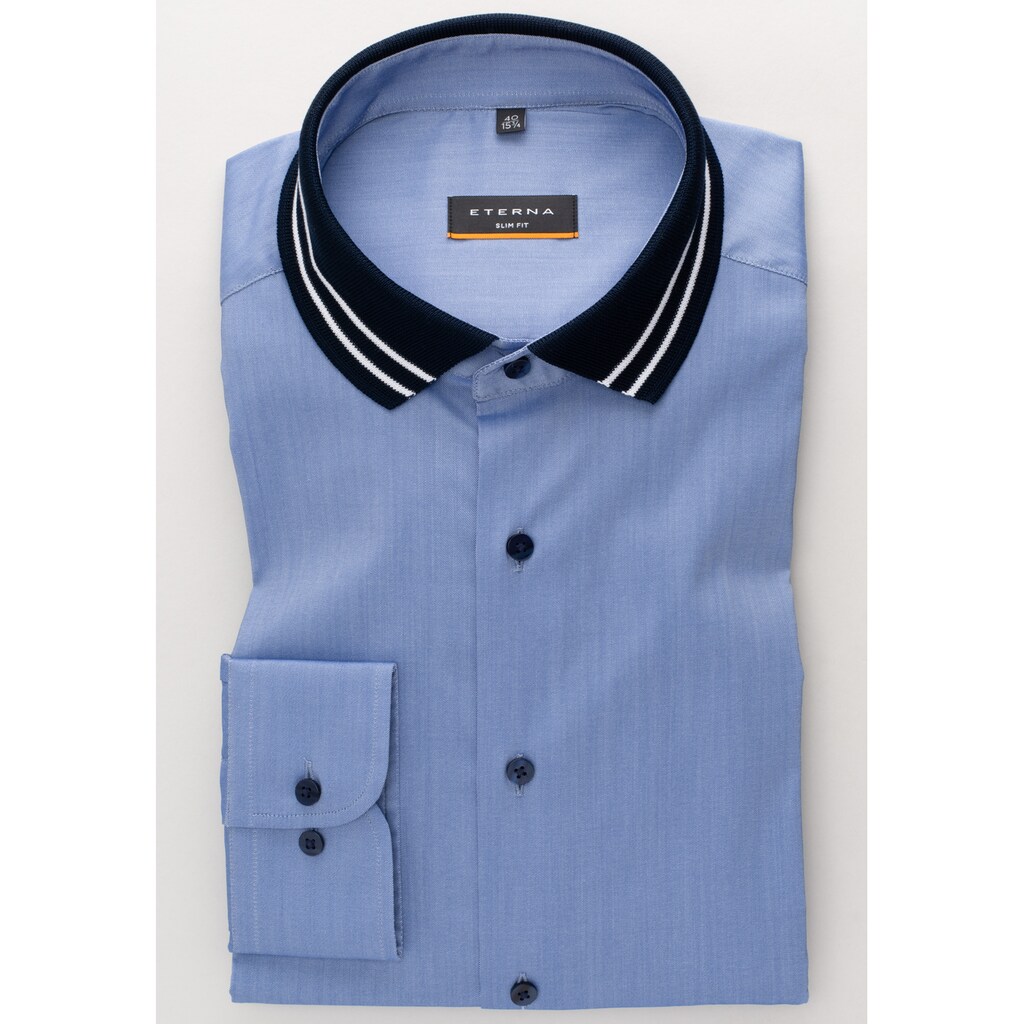 Herrenmode Businessmode Eterna Langarmhemd »SLIM FIT« mittelblau Herrenmode Businessmode Eterna Langarmhemd »SLIM FIT« mittelblau