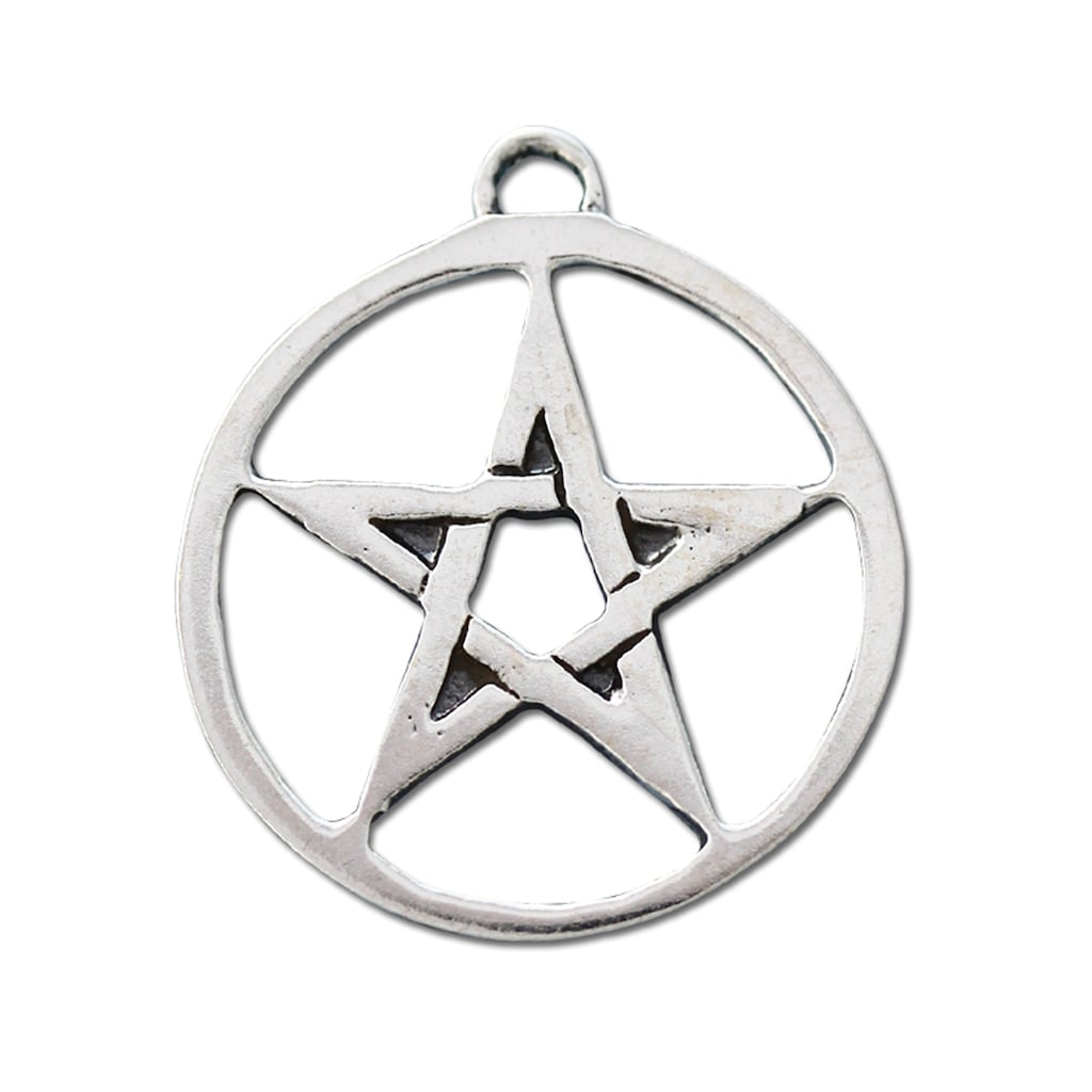Adelia´s Amulett »Anhänger Siegel der Hexerei (versilbert)«, Geschlossenes Pentagramm - Magie des Geistes