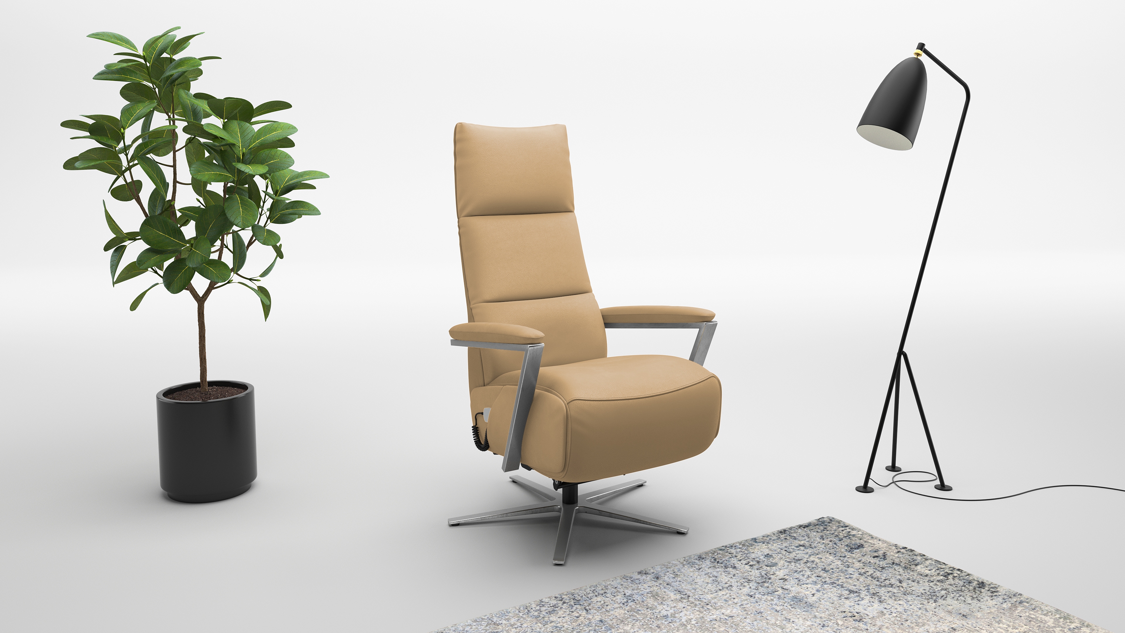 sit&more TV-Sessel "Vario Comfort, inkl. Kopfteilverstellung & 360 Drehfunktion" mit Herz-Waage-Funktion & 3 Motoren, Höhe der Armlehnen 60cm