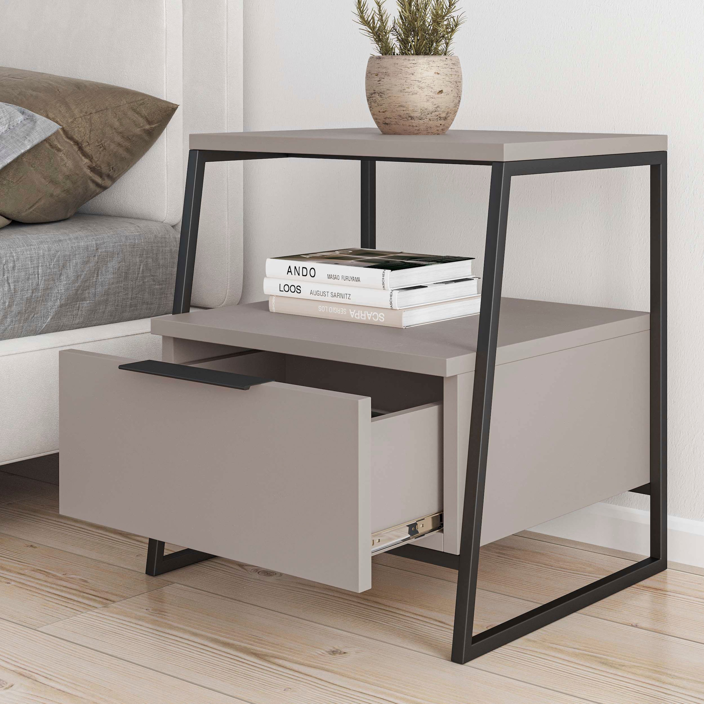 Decortie Nachttisch »PAL NACHTTISCH MIT SCHUBLADEN«, (Packung, 1 St.), Leichte Montage, Lagerung, Platzsparend