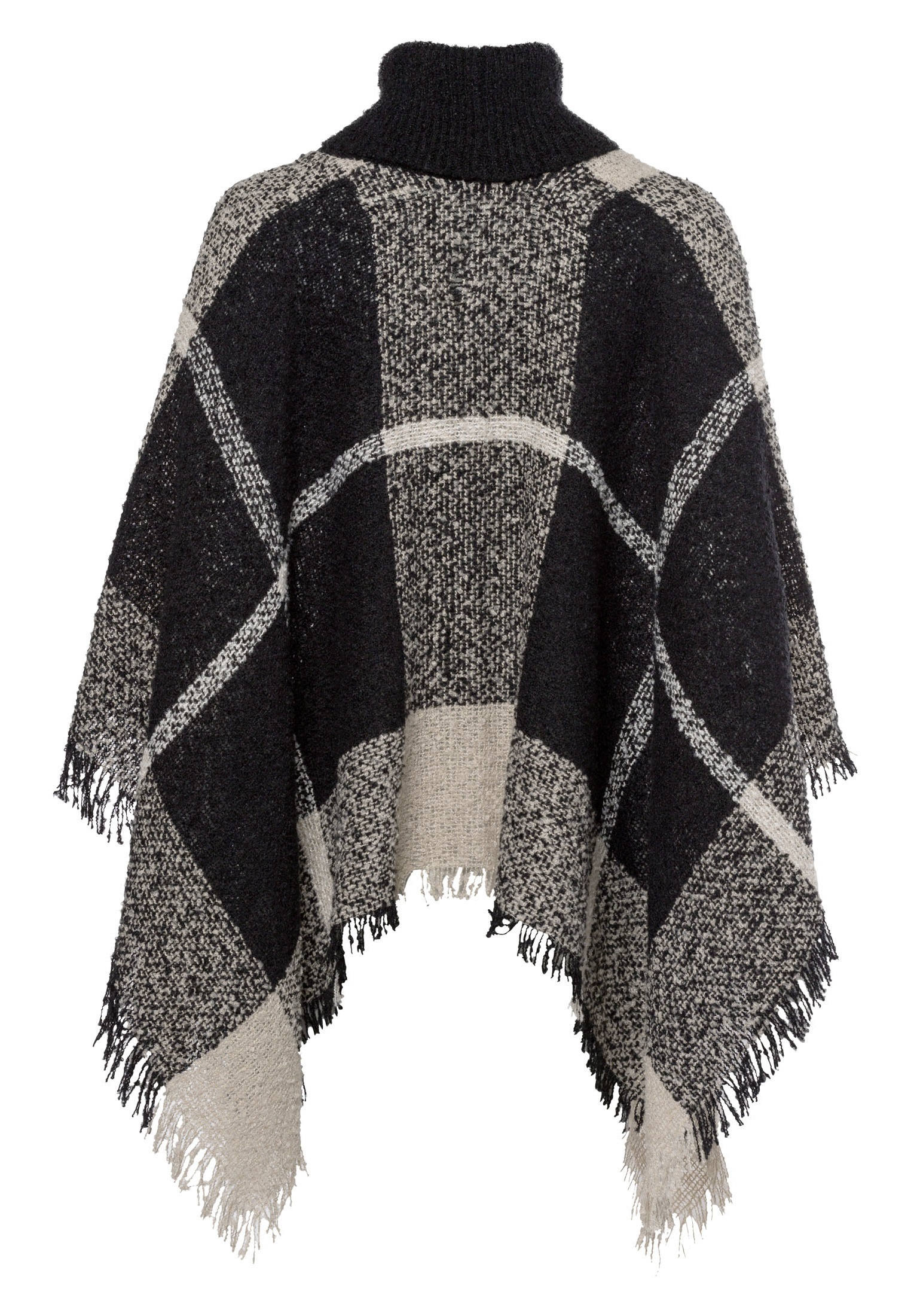 Zero 2-in-1-Strickjacke »zero Poncho mit Rollkragen«, Fransen