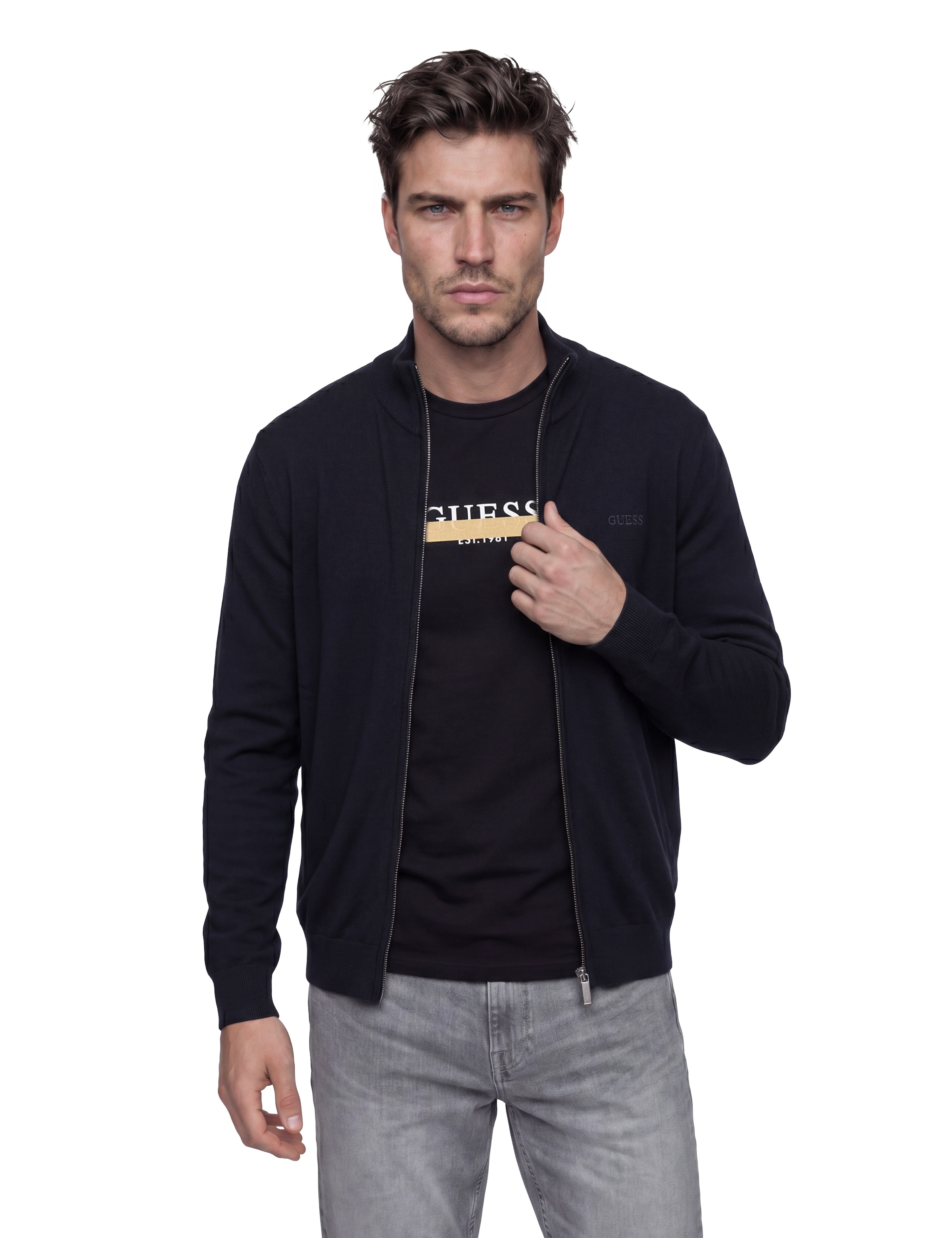 Guess Herren Dunkelblau Strickjacke M6yr08 Z0913 Regular Fit - Bild 3