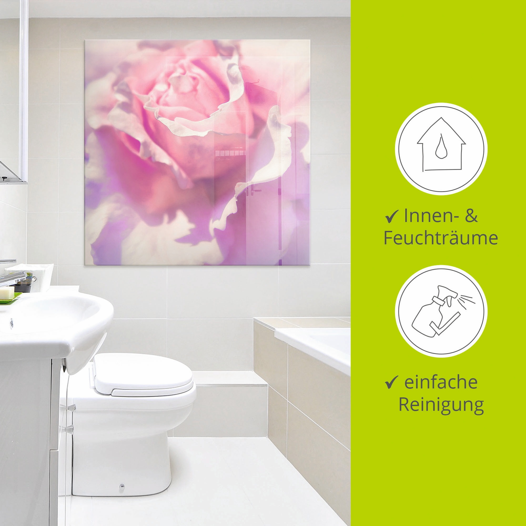 Artland Glasbild »Rosa«, Blumen, (1 St.), in verschiedenen Größen