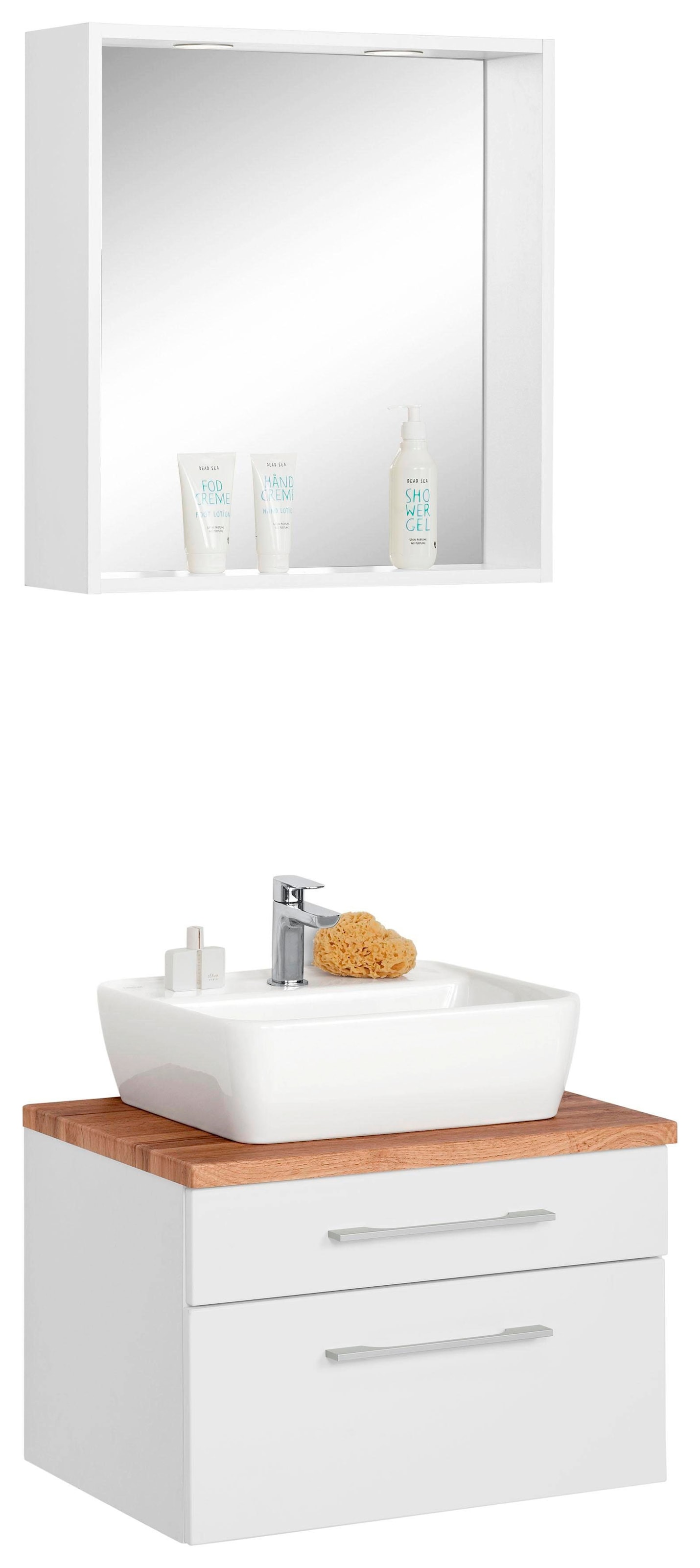welltime Badmöbel-Set "Davos" 2 Stk. tlg. mit rechteckigem Waschbecken günstig online kaufen