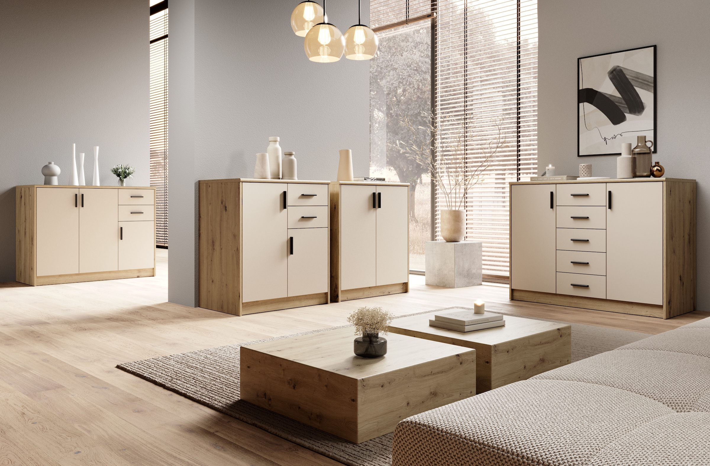 HBZ Sideboard »Nelly Kommode, BxHxT 74x86x50cm«, (1 St.), Breite 74cm, Einlegeböden verstellbar, foliert