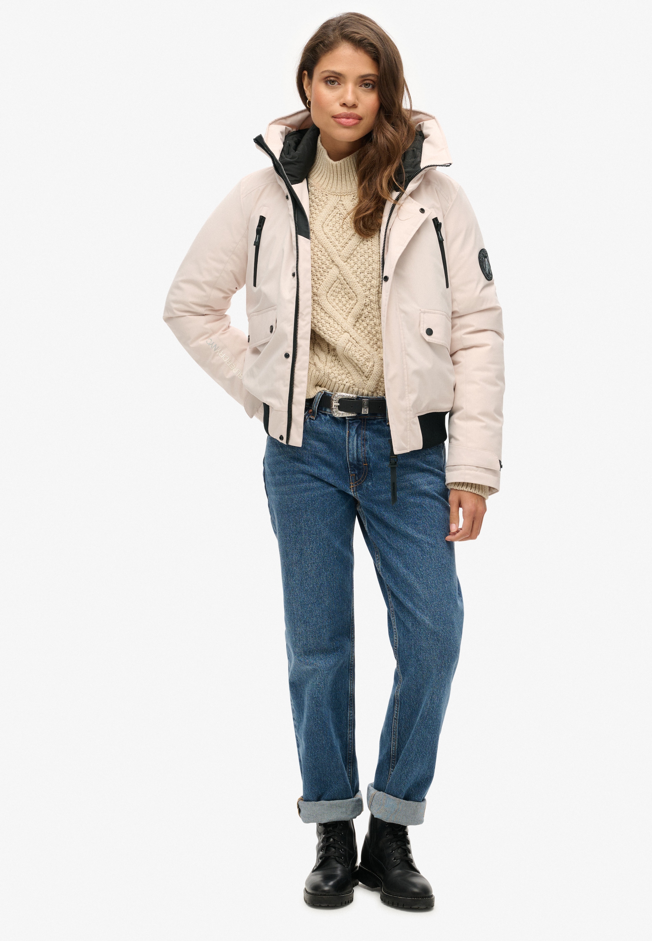 Superdry Bomberjacke »CITY PADDED BOMBER JACKET« ohne Kapuze Materialmix, regular fit