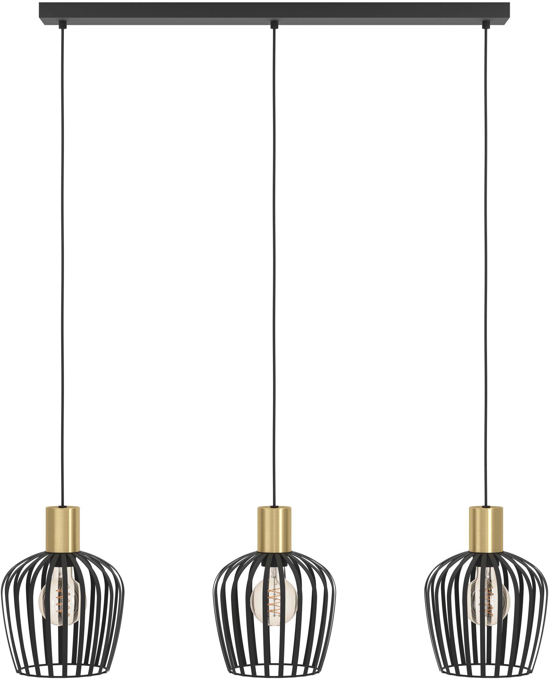 EGLO Hängeleuchte »Empoli Hängelampe, Pendelleuchte über Esstisch, Pendellampe, E27« E27 1 Stk. Hängeleuchte - L90 x B20 x H110 cm - schwarz, messing-gebürstet