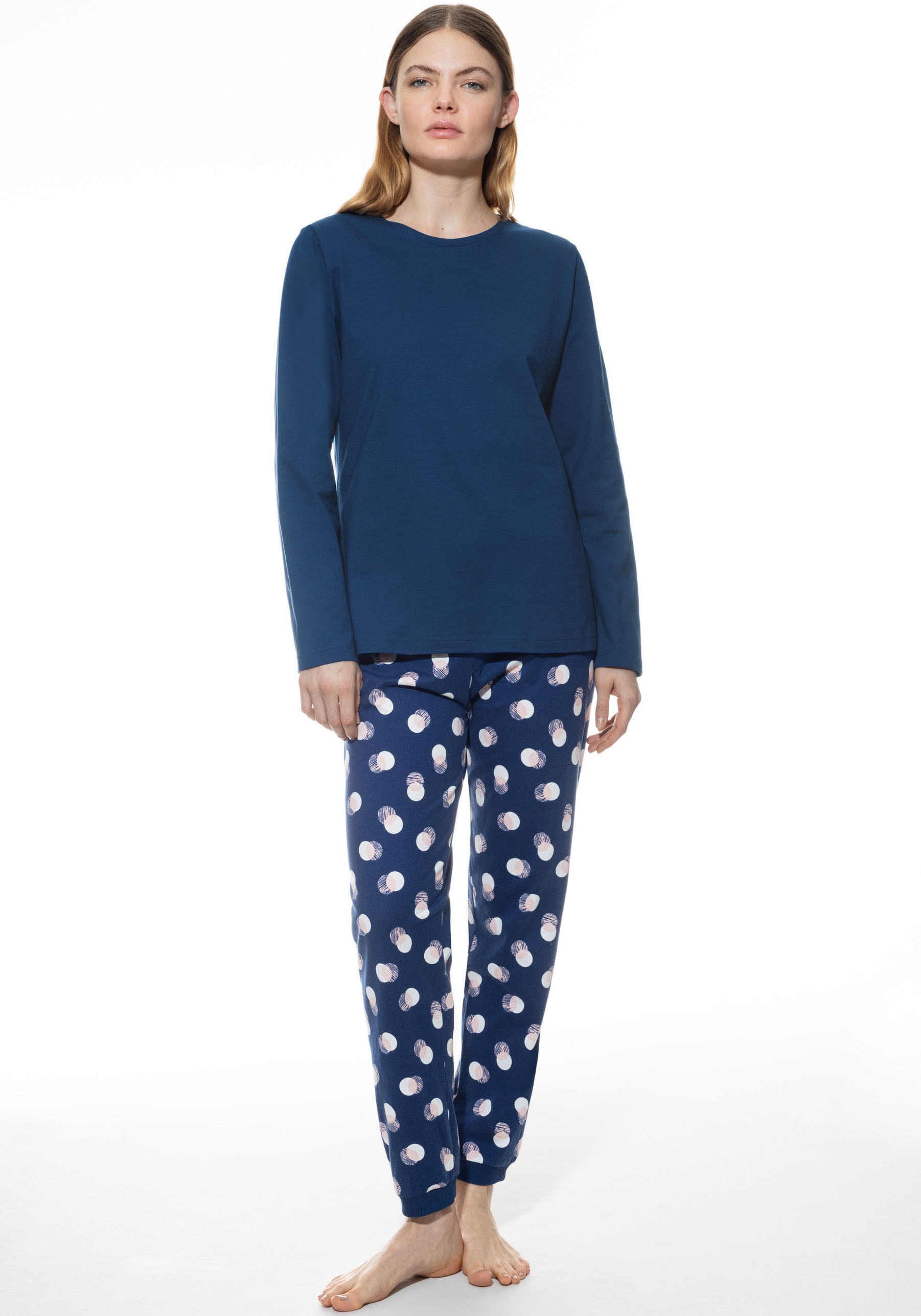 Mey Schlafanzug "SCRIBBLED DOTS", (2 tlg.), Gepunktete Hose mit Bündchen