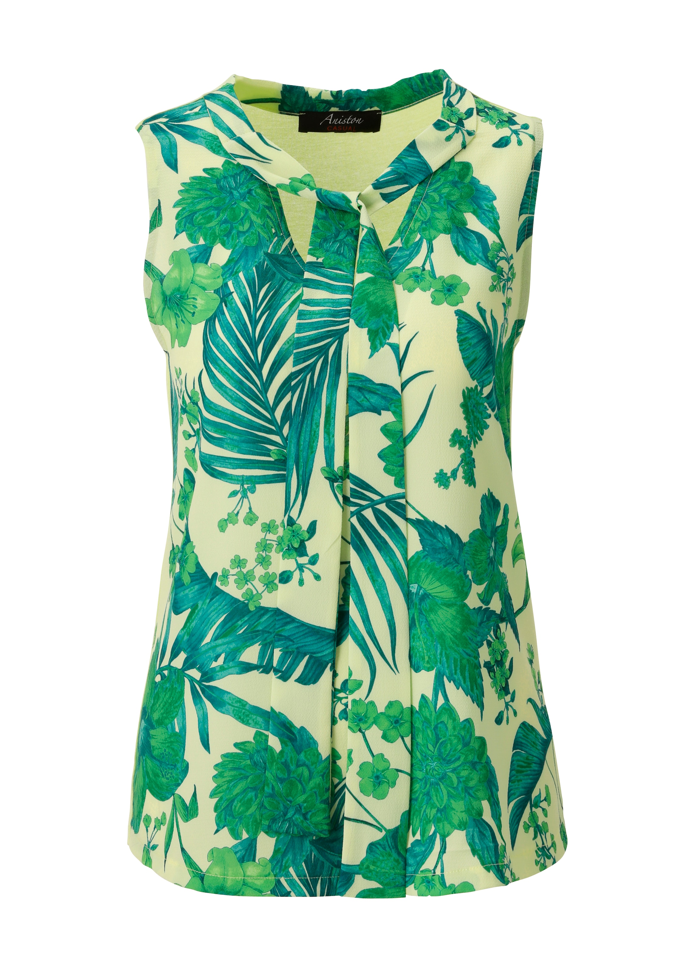 Aniston CASUAL Blusentop mit farbharmonischen Blumen und Blättern bedruckt