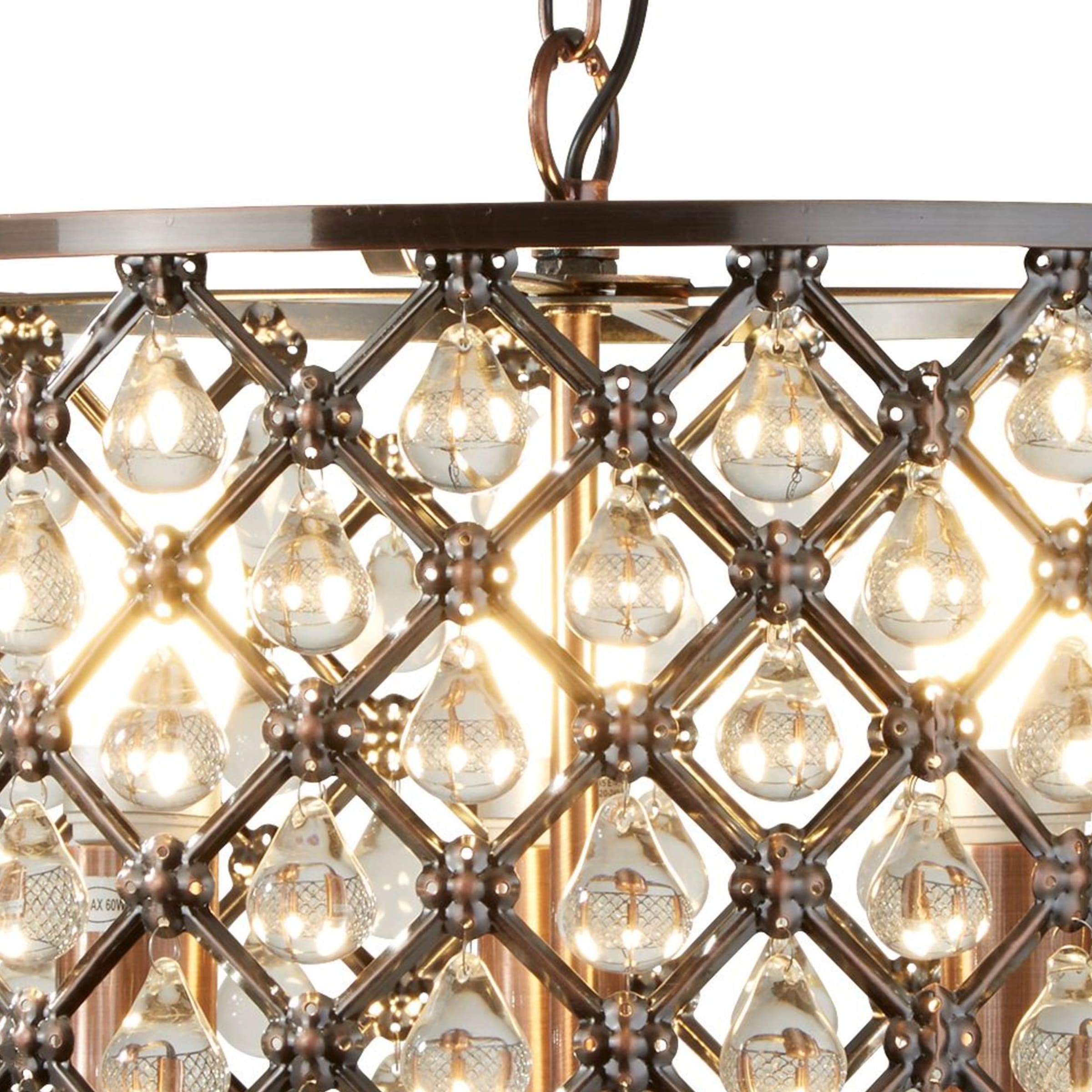 Searchlight Hängeleuchte »Marquise 3Lt Drum Pendant - Antique Copper Metal & Glass« E14 1 Stk.