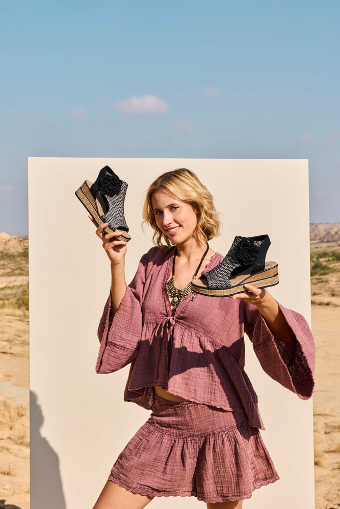 Rieker Schaftsandalette Keilsandale, Sommerschuh, Plateausandalette mit Blü günstig online kaufen