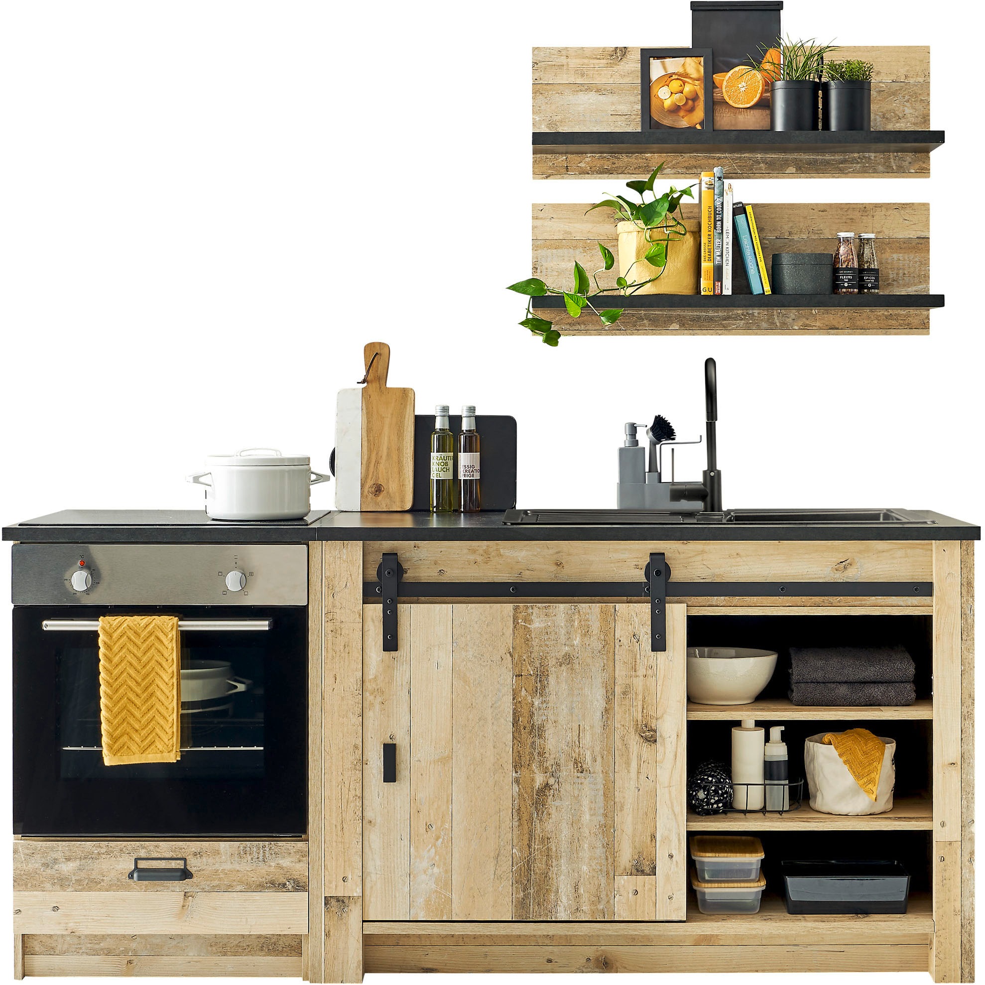 Home affaire Küchenzeile »Sherwood«, Breite 196 cm, mit Herdumbauschrank, ohne E-Geräte