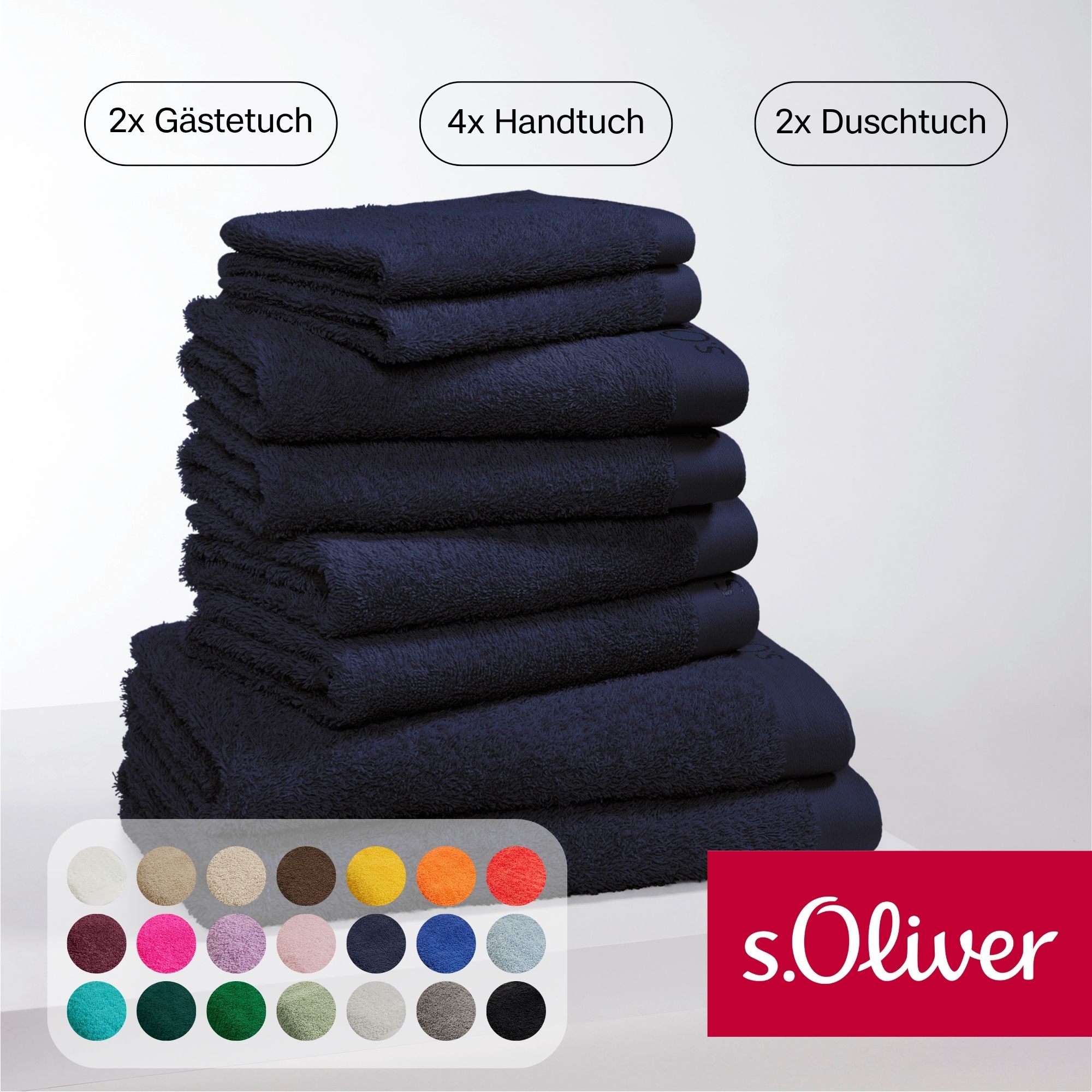 s.Oliver "s.Oliver, Premium Qualität, 600 gr/m²" Set 8 Stk. Walkfrottier 2 Gästetücher 30x50, 4 Handtücher 50x100, 2 Duschtücher 70x140