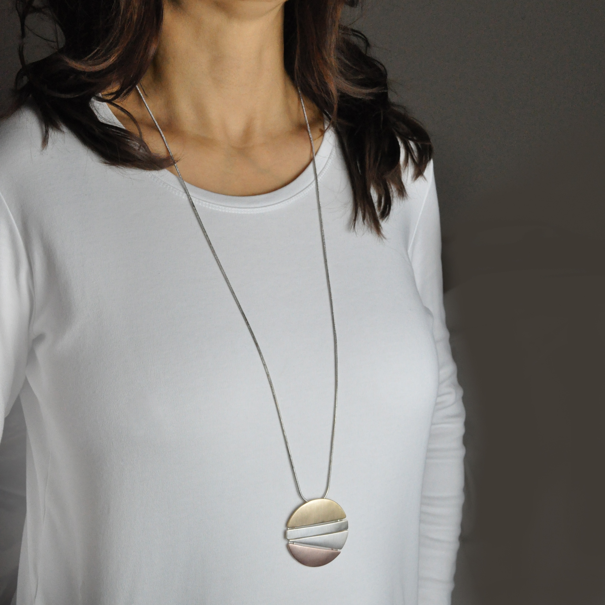 Steuer Kette mit Anhänger »Moderner Metallanhänger an Longkette, tricolor«
