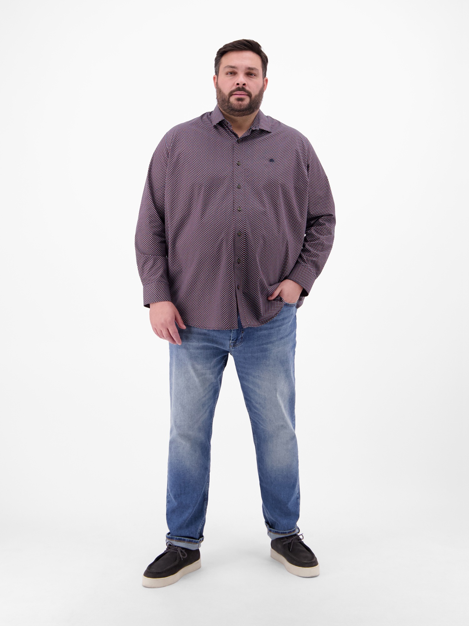 LERROS Langarmhemd »LERROS Langarmhemd in Übergrössen, dezent gemustert«