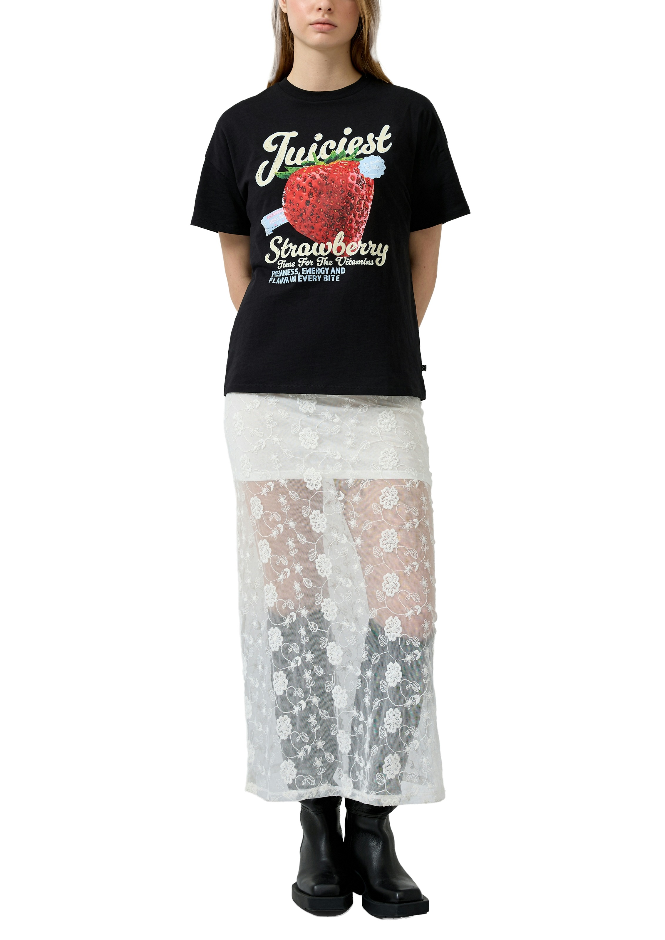 QS Kurzarmshirt Sommershirt mit großem Print