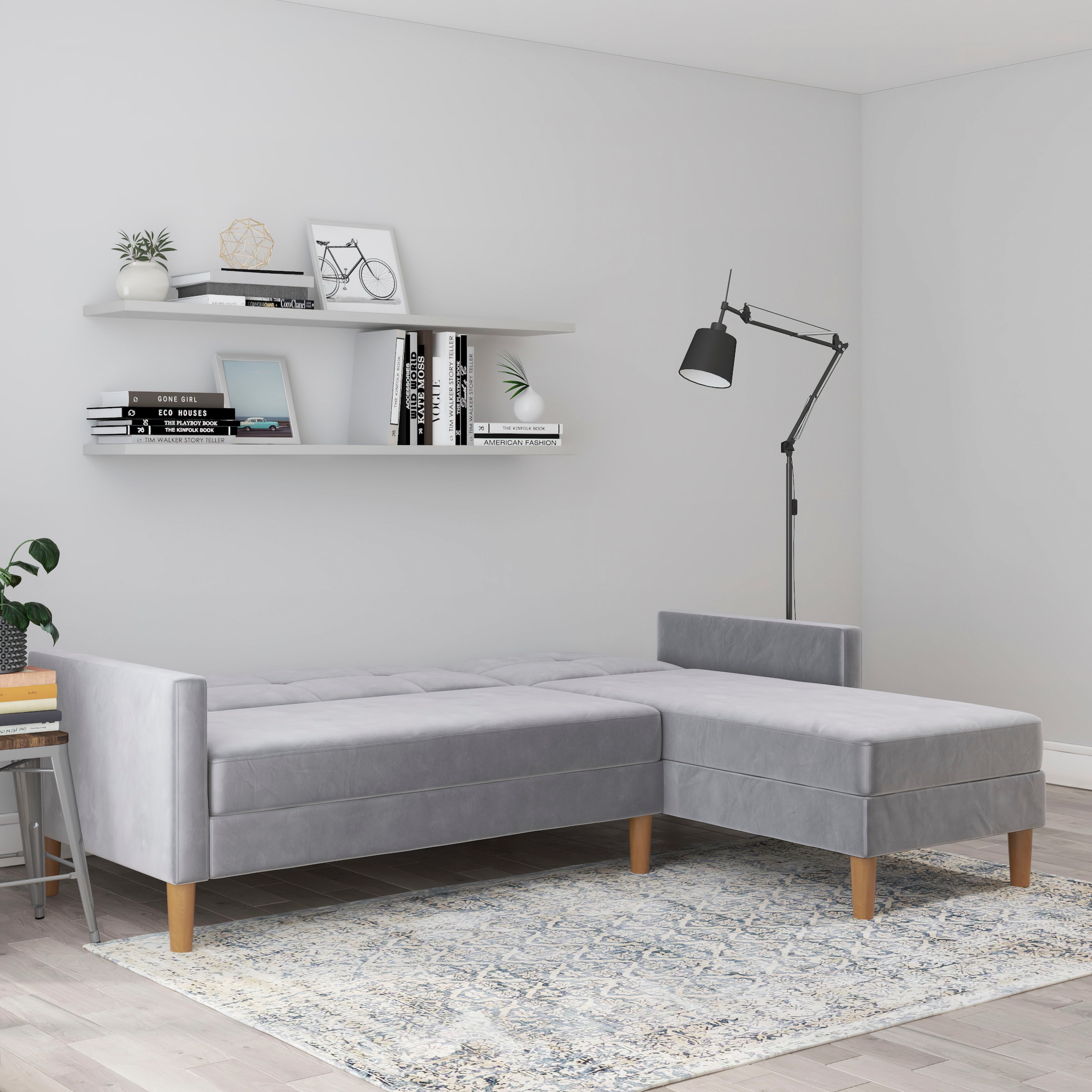 Dorel Home Ecksofa »Lilly, L-Form,«, mit Bett-Funktion, Recamiere beidseitig montierbar, Sitzhöhe 43 cm