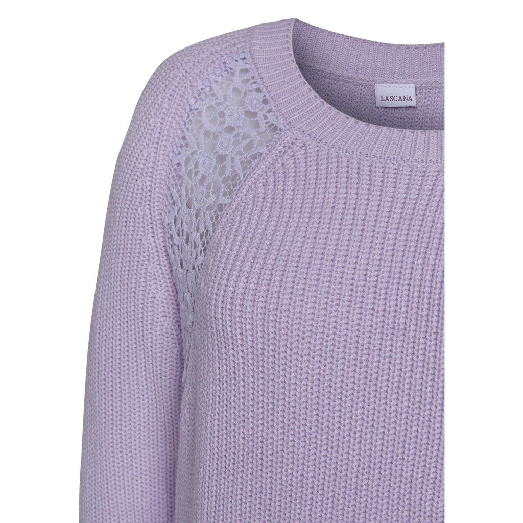 LASCANA Strickpullover, mit Spitzeneinsätzen