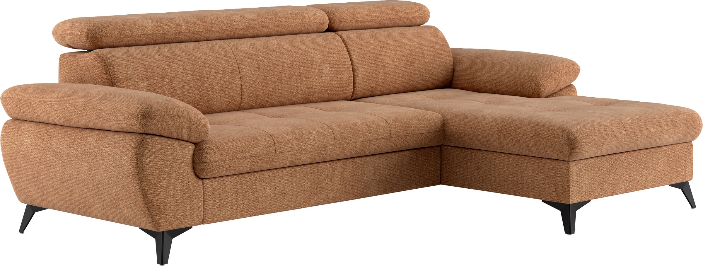 Ecksofa COTTA "Hudson L-Form, B: 261 cm", braun (cognac), B:261cm H:100cm T:166cm, Sofas, Ecksofa, mit Kopfteilverstellung, optional Bettfunktion & Bettkasten 6