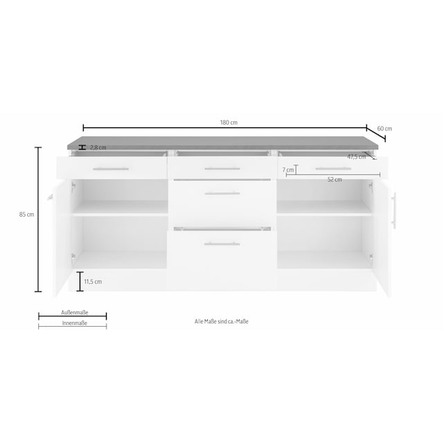 OPTIFIT Unterschrank »Mini«, Breite 180 cm mit Metallgriffen | BAUR