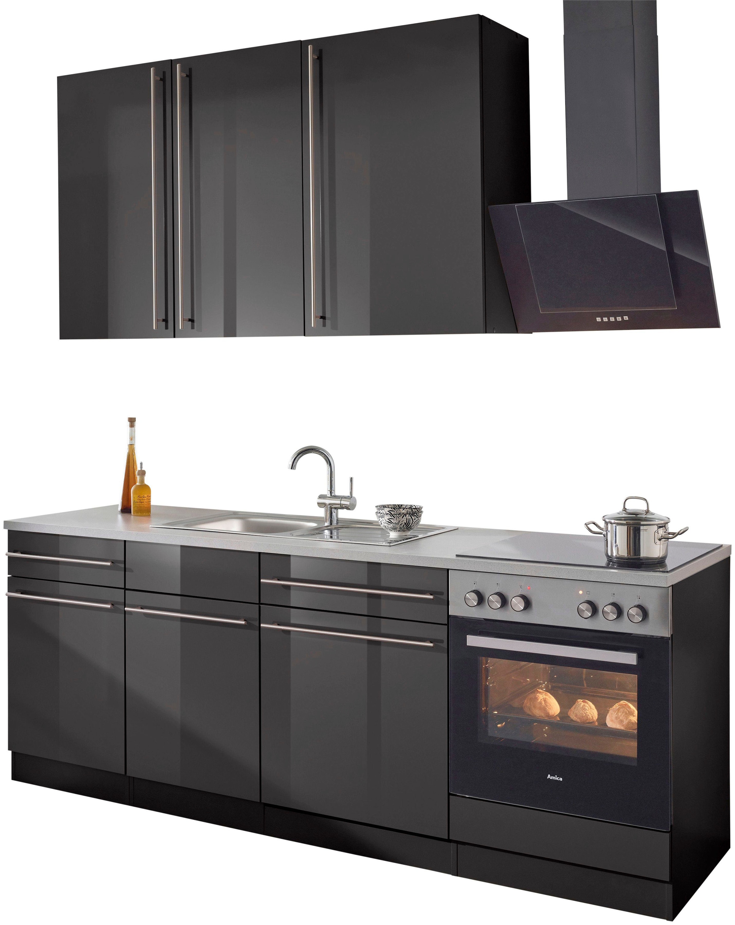 wiho Küchen Küchenzeile "Chicago, TOPSELLER" ohne E-Geräte, Breite 220 cm günstig online kaufen