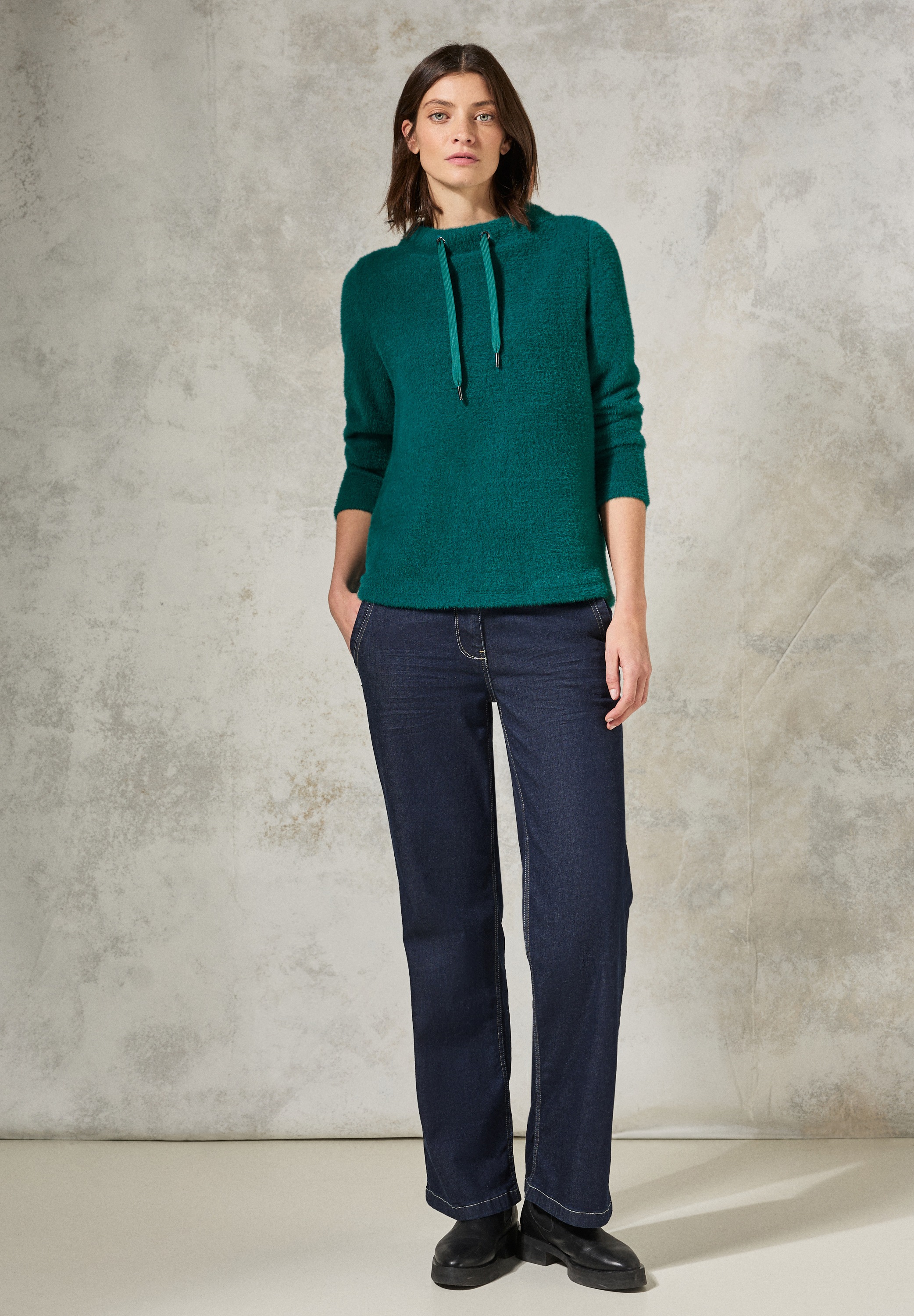 Cecil Langarmshirt, im angenehmen Materialmix