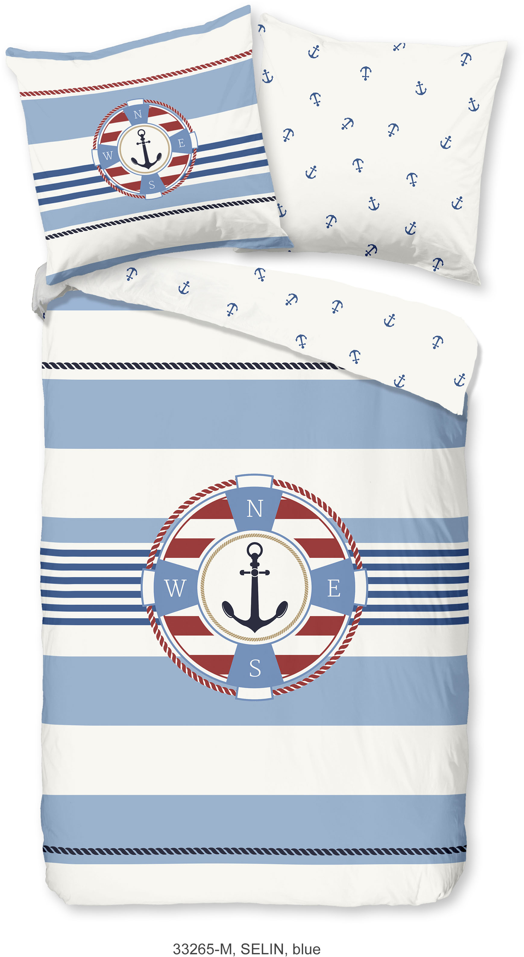 Wendebettwäsche, blau, PURE LUXURY COLLECTION, Microfaser, Obermaterial: 100% Polyester, Bettwäsche, "Selin", Mikrofaser, Pflegeleicht,