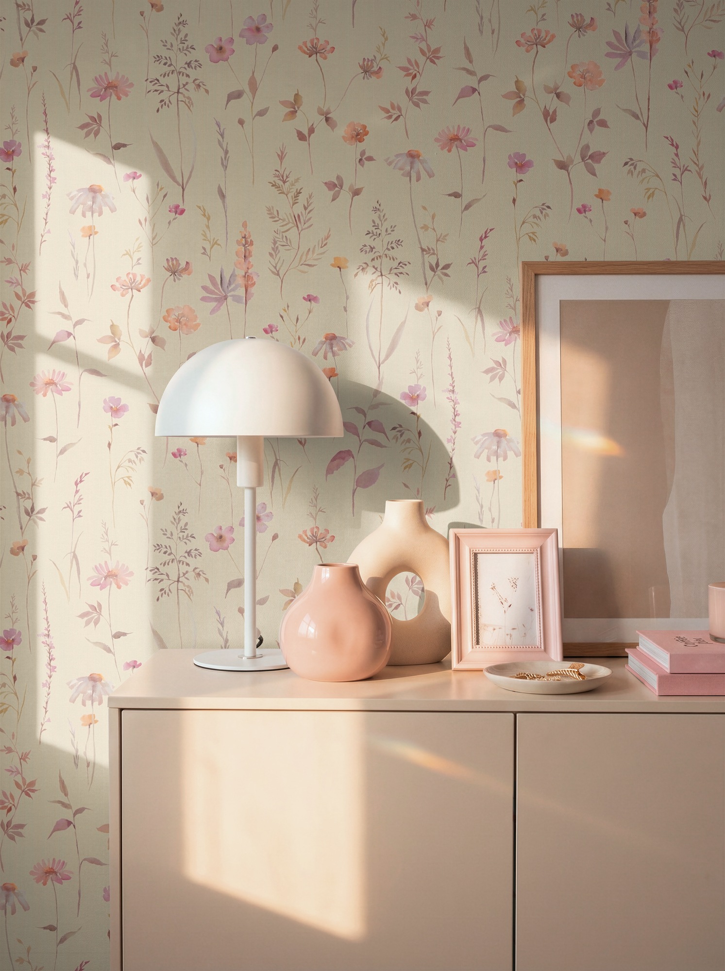 A.S. Création Vliestapete »Trend Spectrum Floral – Romantische Blütenranken Vliestapete« floral | geblümt | matt leicht strukturiert Romantische Blüten- und Blätterranken in harmonischer Farbwelt