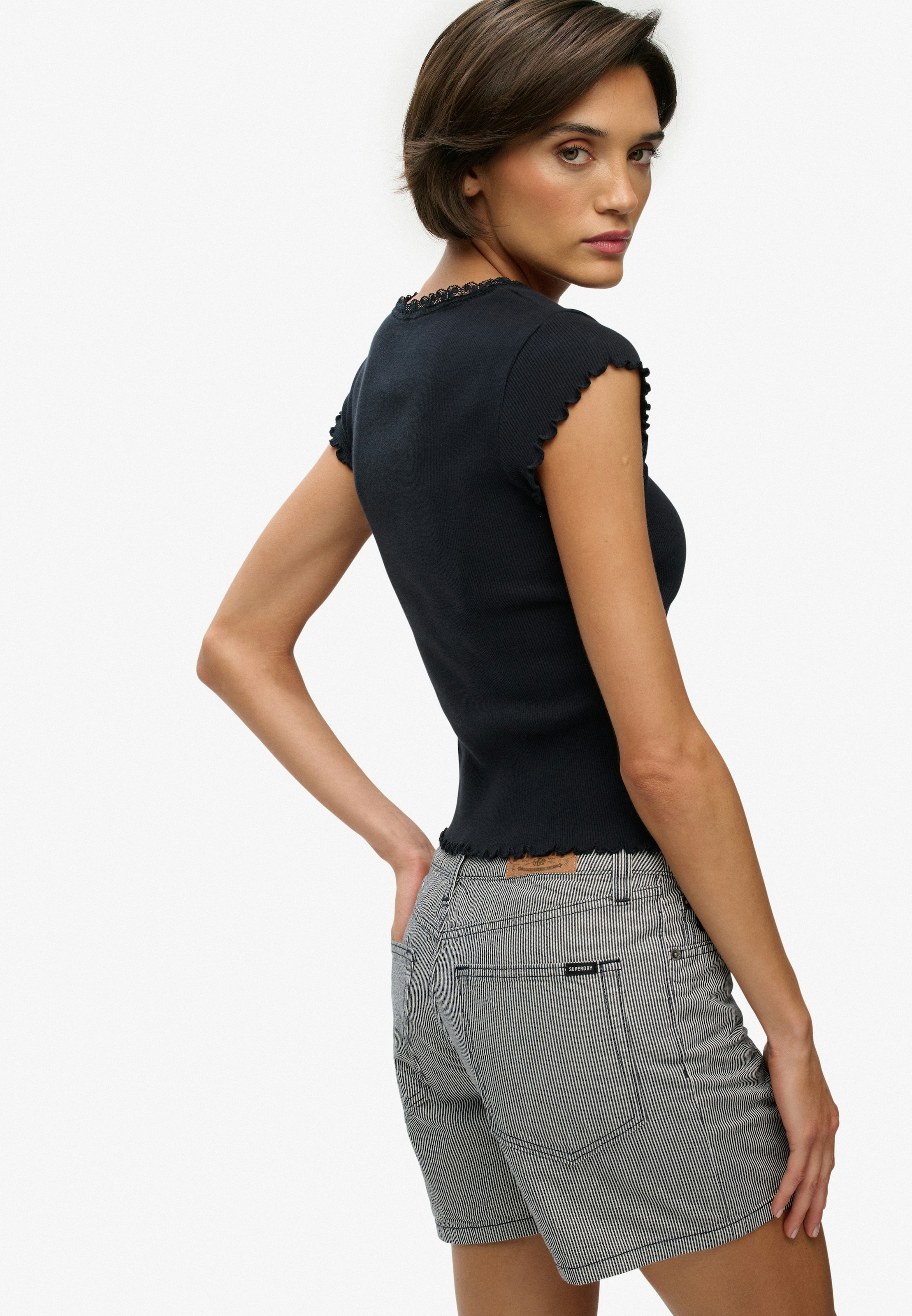 Superdry Jeanshotpants »MID RISE STRIPE SHORT«