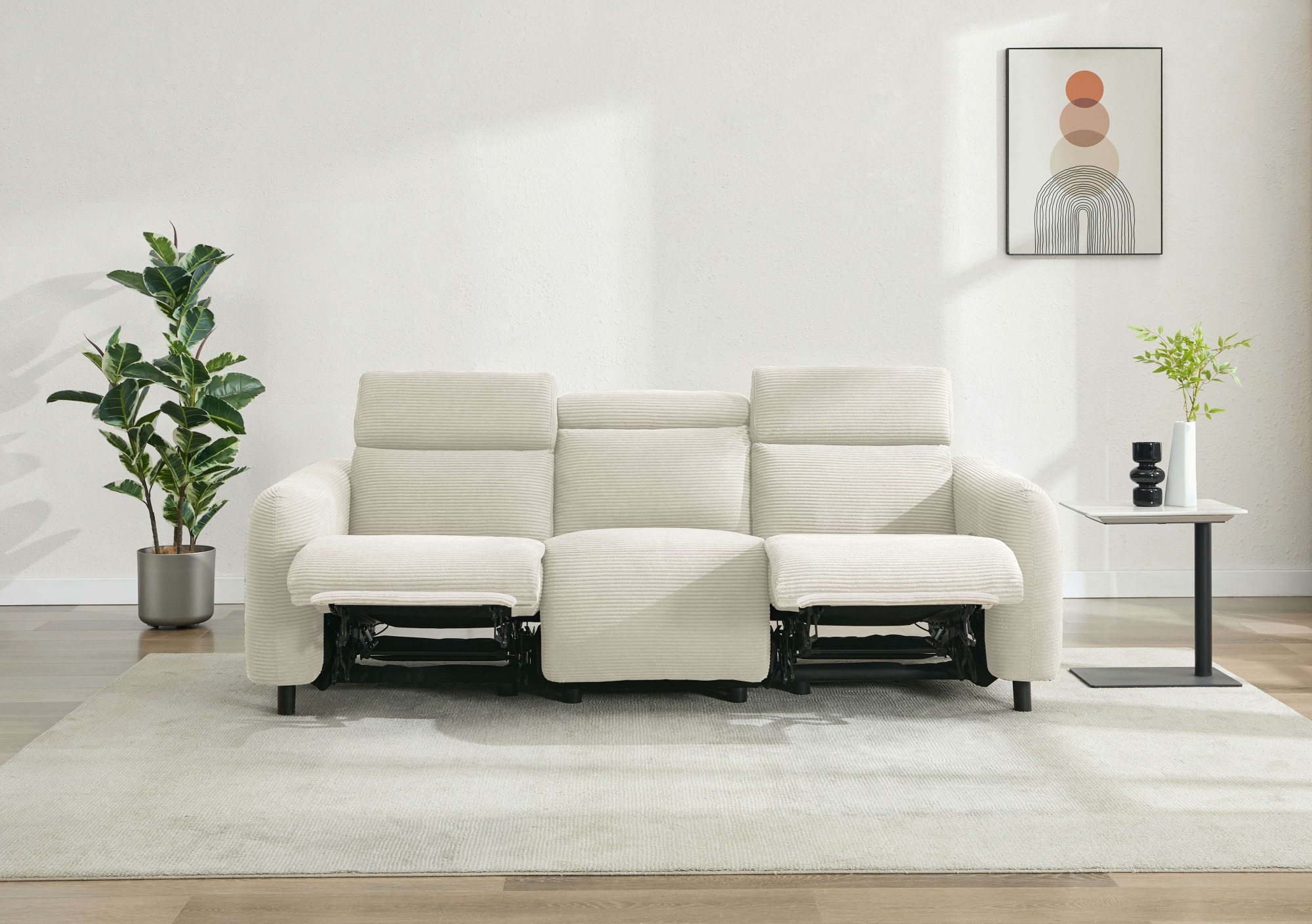 Home affaire 3-Sitzer »SKAANE in Cord, Sofa mit manueller u. elektrischer Relaxfunktion«, Relax-Funktion in 2 Sitzen, Kopfteilverstellung, Federkernpolsterung