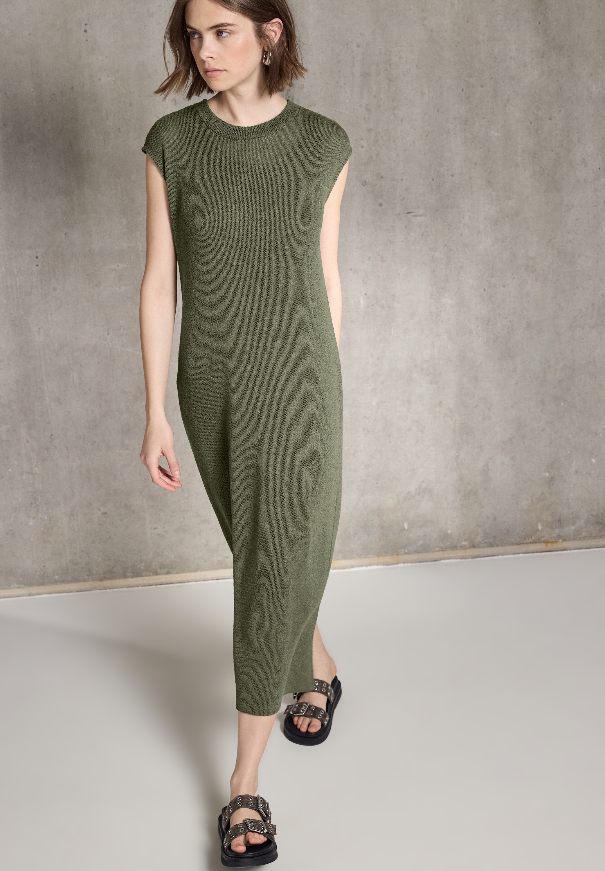 STREET ONE STUDIO Strickkleid Ohne Taschen mit Rundhalsausschnitt