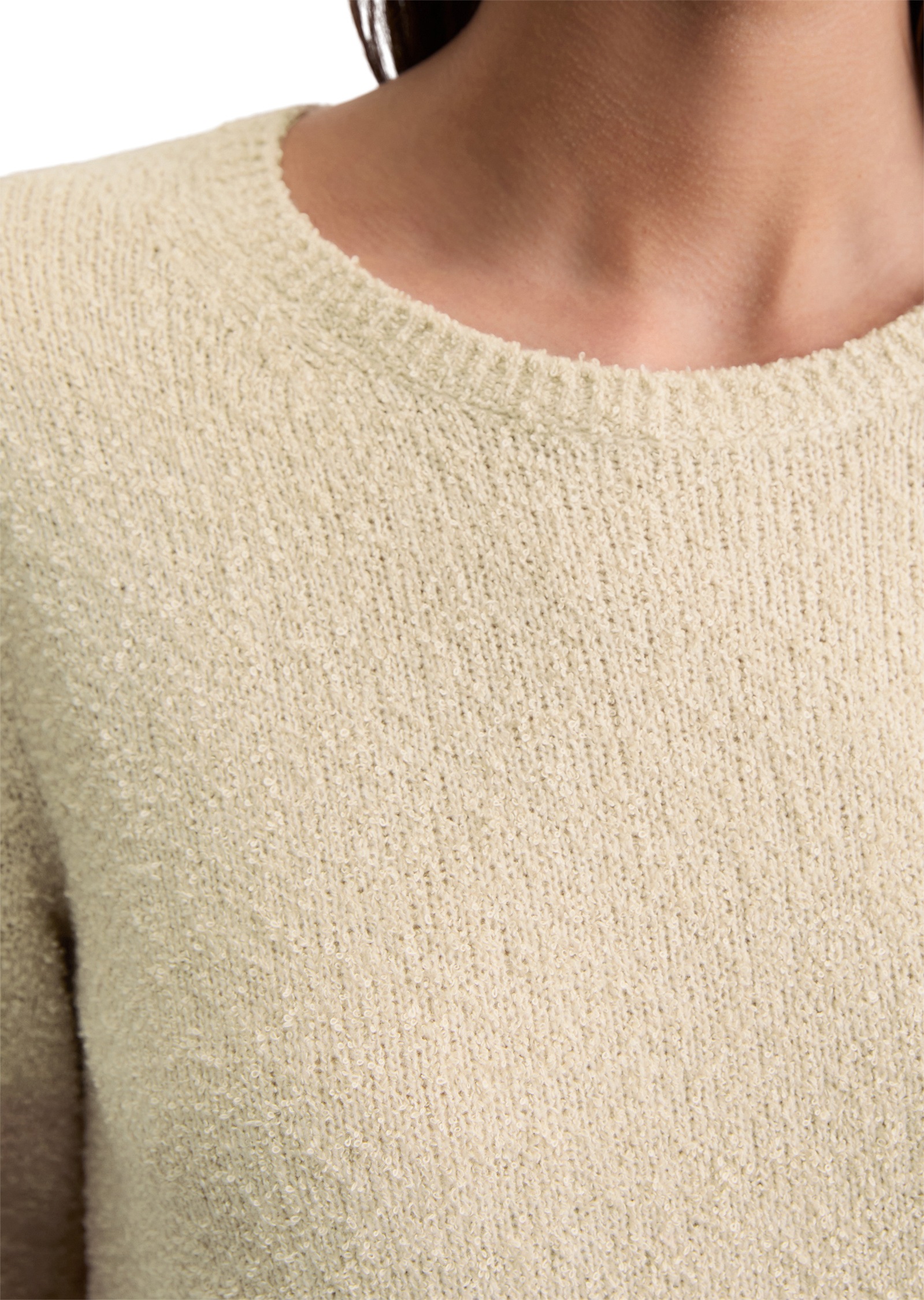 Marc O'Polo Damen Strickpullover aus Bouclé-Garn, Gr. S, Light Oat 3
