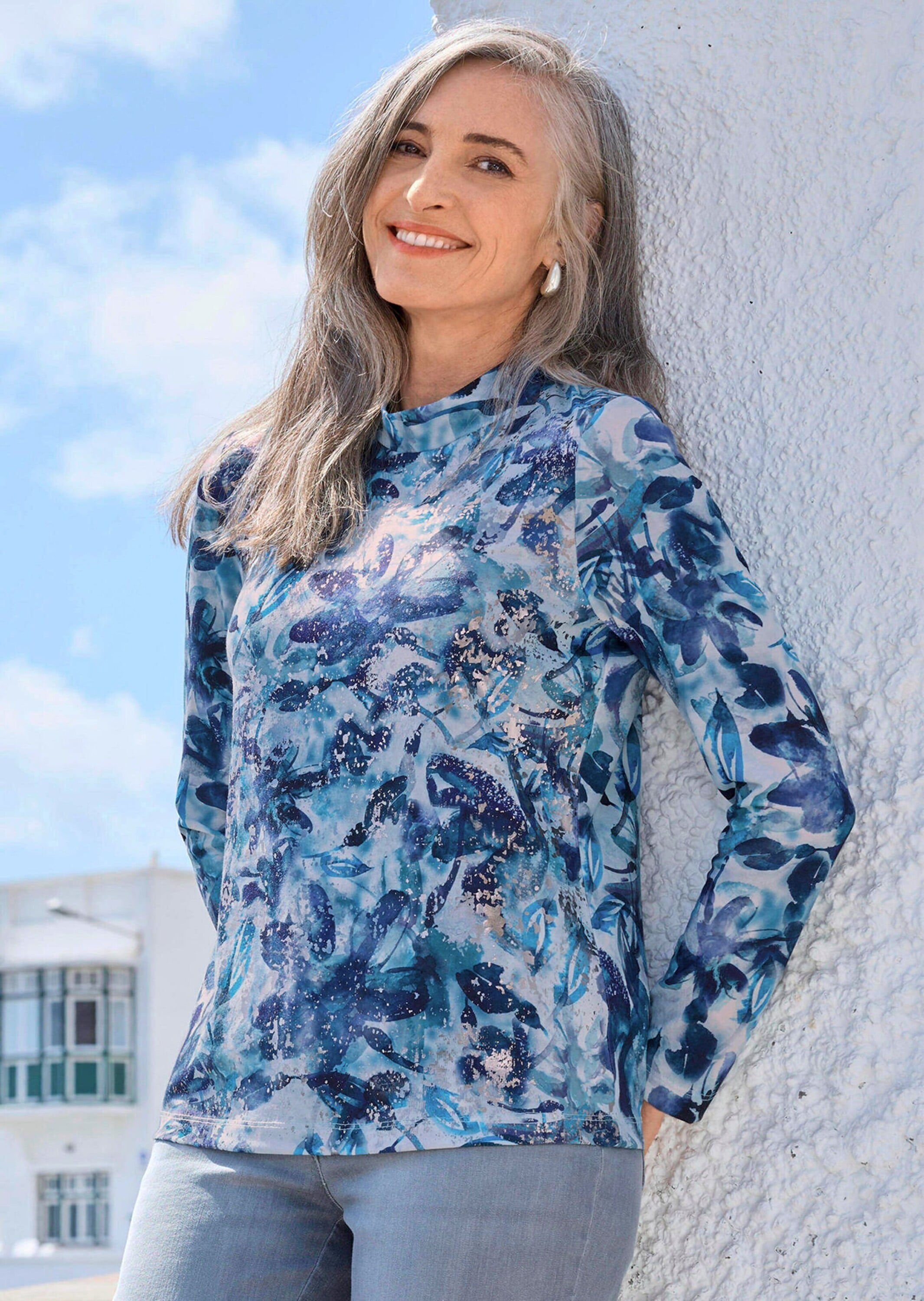 GOLDNER Kurzarmshirt »Kurzgröße Jersey-Shirt mit Glanzdetails«
