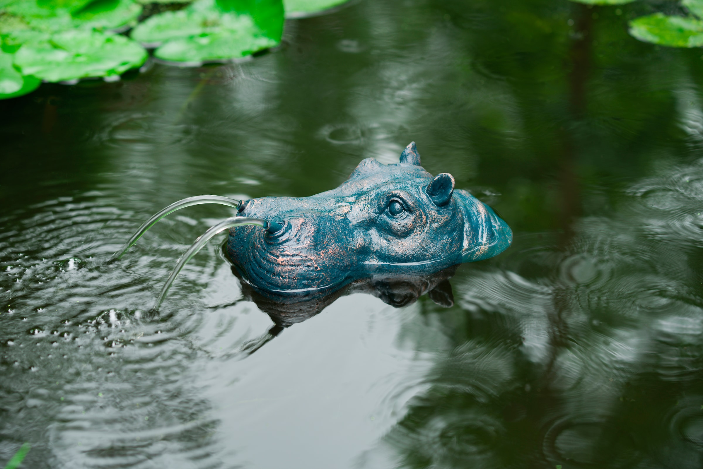 Wasserspeier »Hippo«, Schwimmt auf dem Wasser, BxLxH: 15x28x11 cm