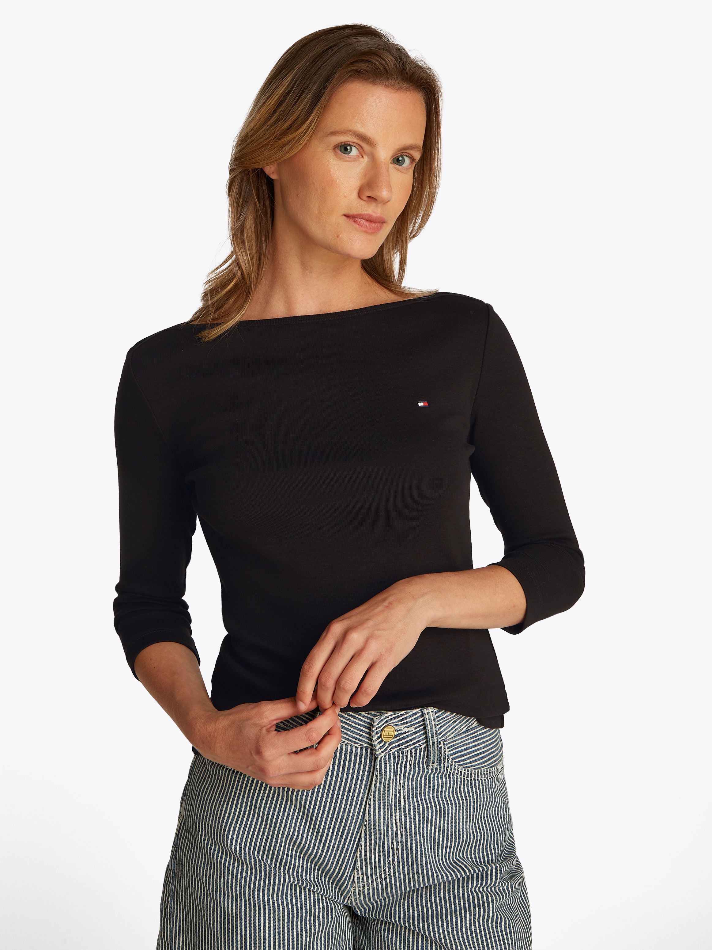 Tommy Hilfiger 3/4-Arm-Shirt »NEW CODY SLIM BOAT-NK 3/4SLV«, mit Logostickerei