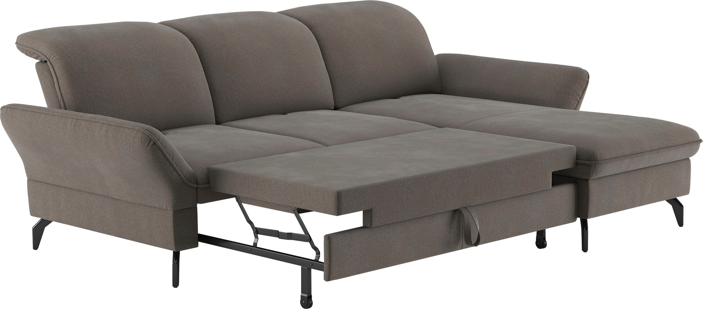 Ecksofa SIT & MORE "Leandro L-Form", braun (schlamm), B:267cm H:88cm T:200cm, 100% Polyester, Sofas, Ecksofa, Wahlweise mit Bett-, Kopfteil - und Armlehnfunktion, sowie Bettkasten 6