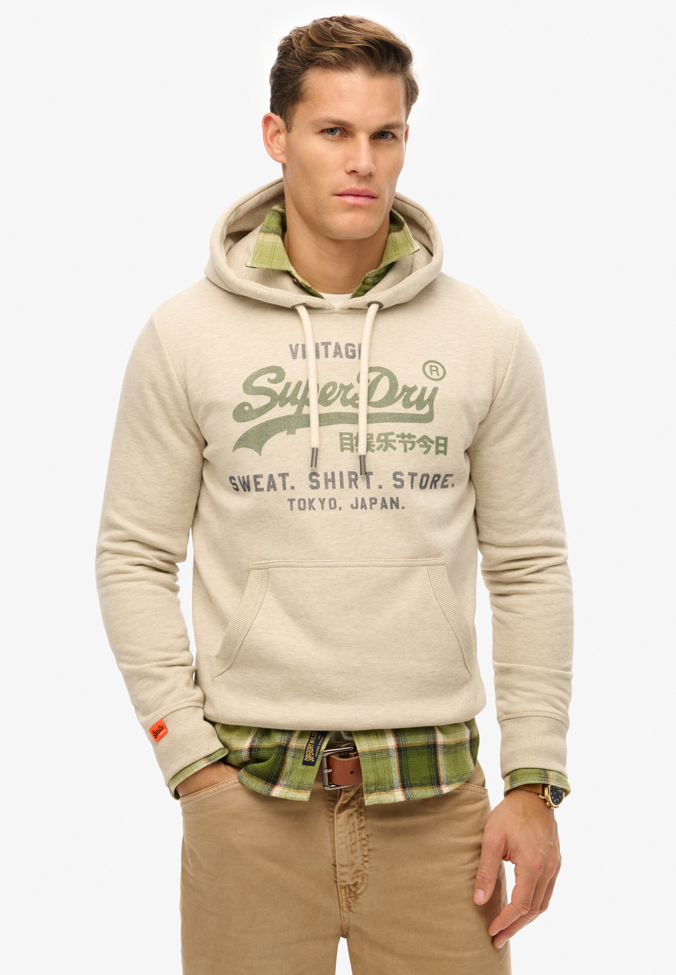 Superdry Kapuzensweatshirt "SD-VL HERITAGE RELAXED HOOD", aus Baumwollmischung, Relaxed Fit, mit Rippbündchen am Rumpfabschluss
