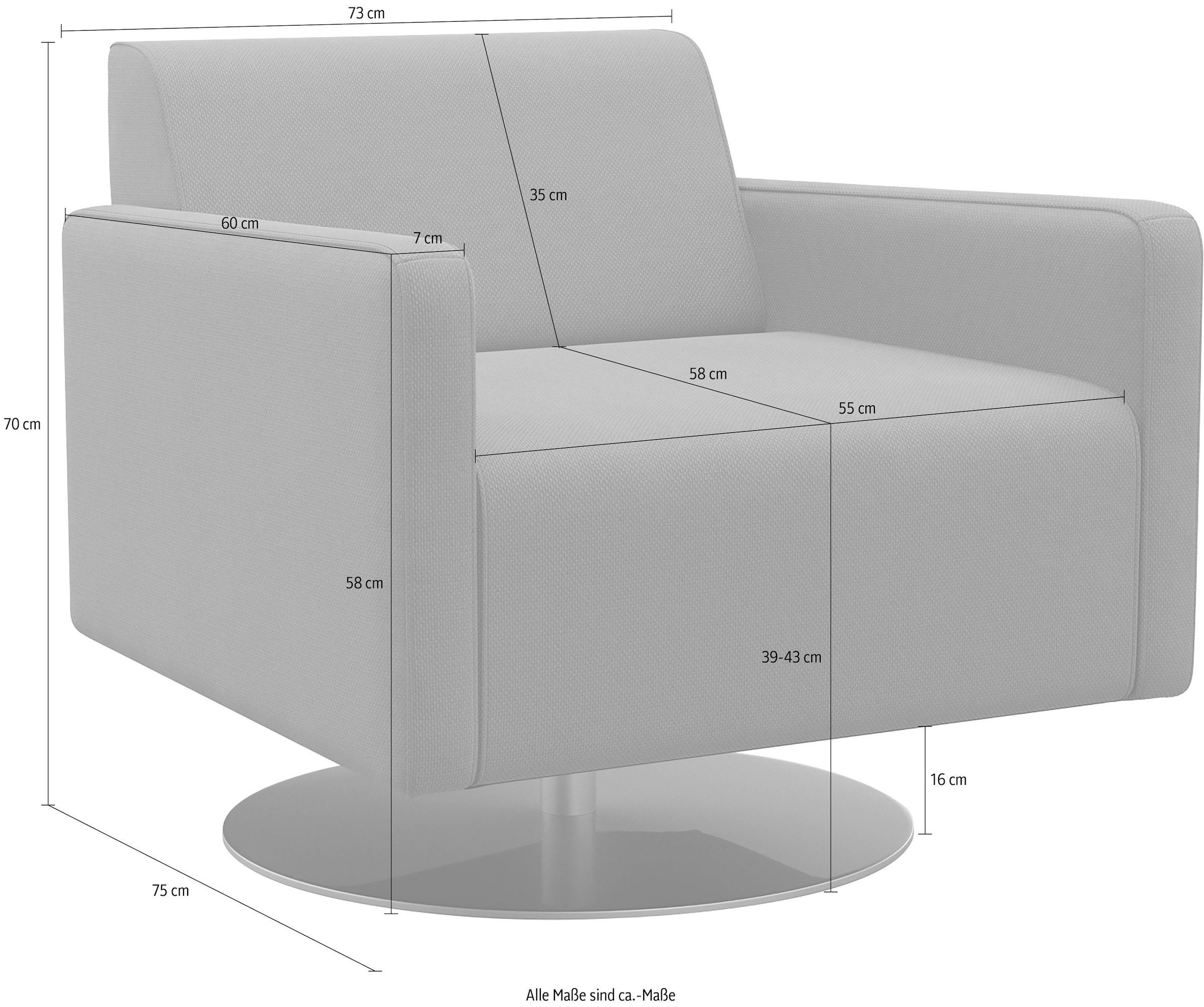 machalke® Drehsessel »single«, Ledersessel mit Drehteller, inklusive Drehfunktion