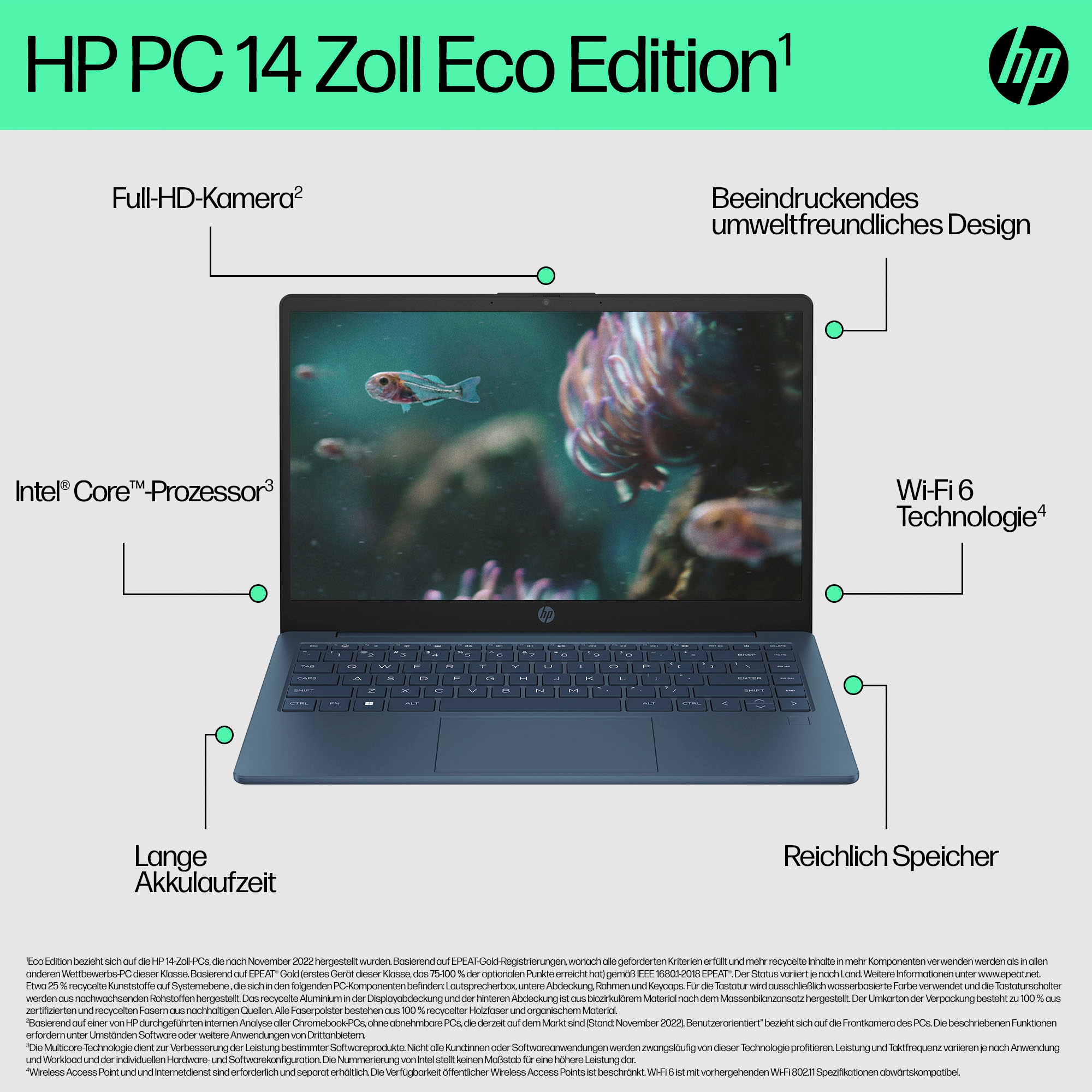 HP Notebook »14-ee0075ng«, 35,6 cm, / 14 Zoll, Intel, Core i7, Iris® Xᵉ Graphics, 512 GB SSD