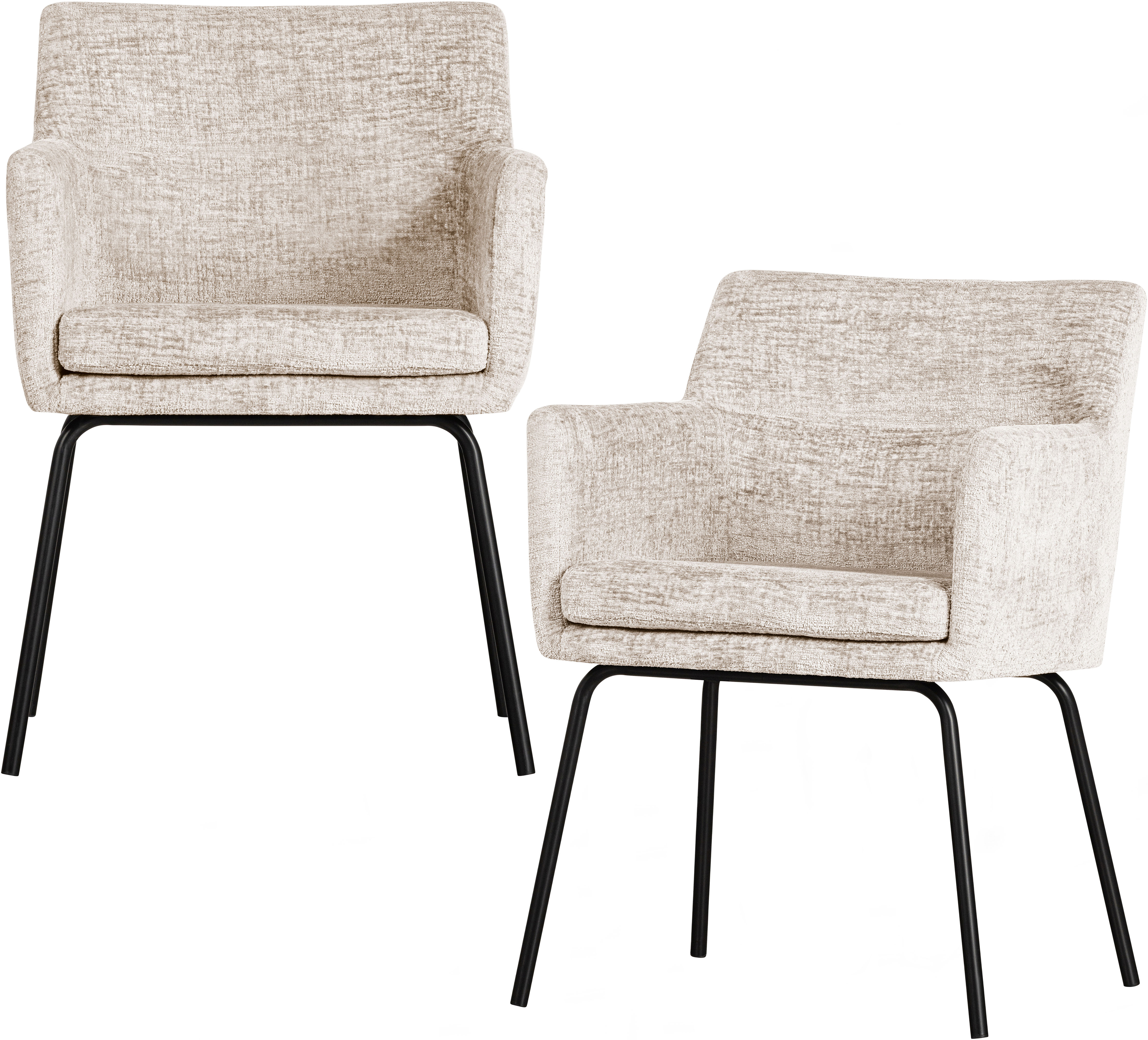WOOOD Esszimmerstuhl "Kam mit Grobstruktur-Velvetbezug und Armlehnen B 56 x T 52 x H 78 cm" (Set) 2 Stk.Sehr hohe Verschleißfestigkeit, Tragkraft 150 kg,Pfleiglicht