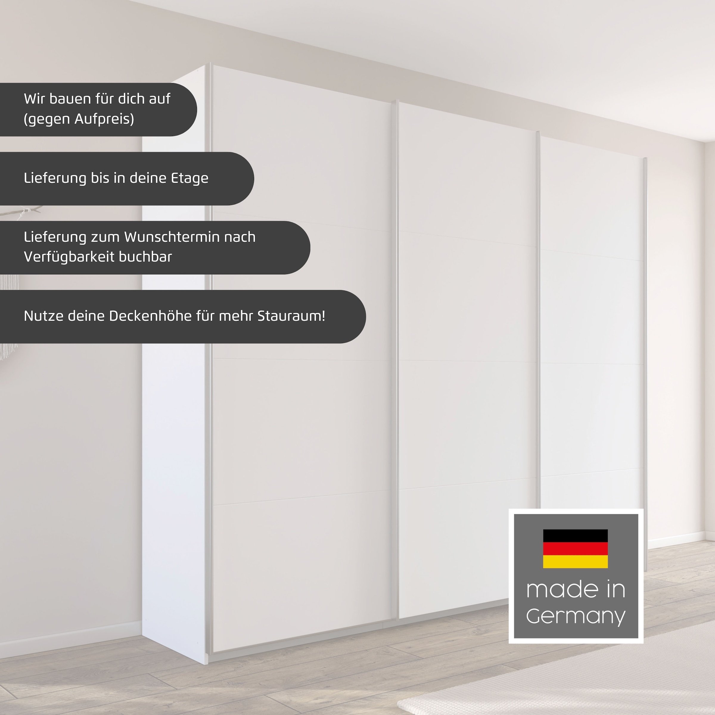 rauch Schwebetürenschrank »Kleiderschrank Schrank OTTO´S CHOICE Garderobe AGORDO«, (in zwei Griff-Farben), Top Innenausstattung, in 4 Breiten und 2 Höhen MADE IN GERMANY