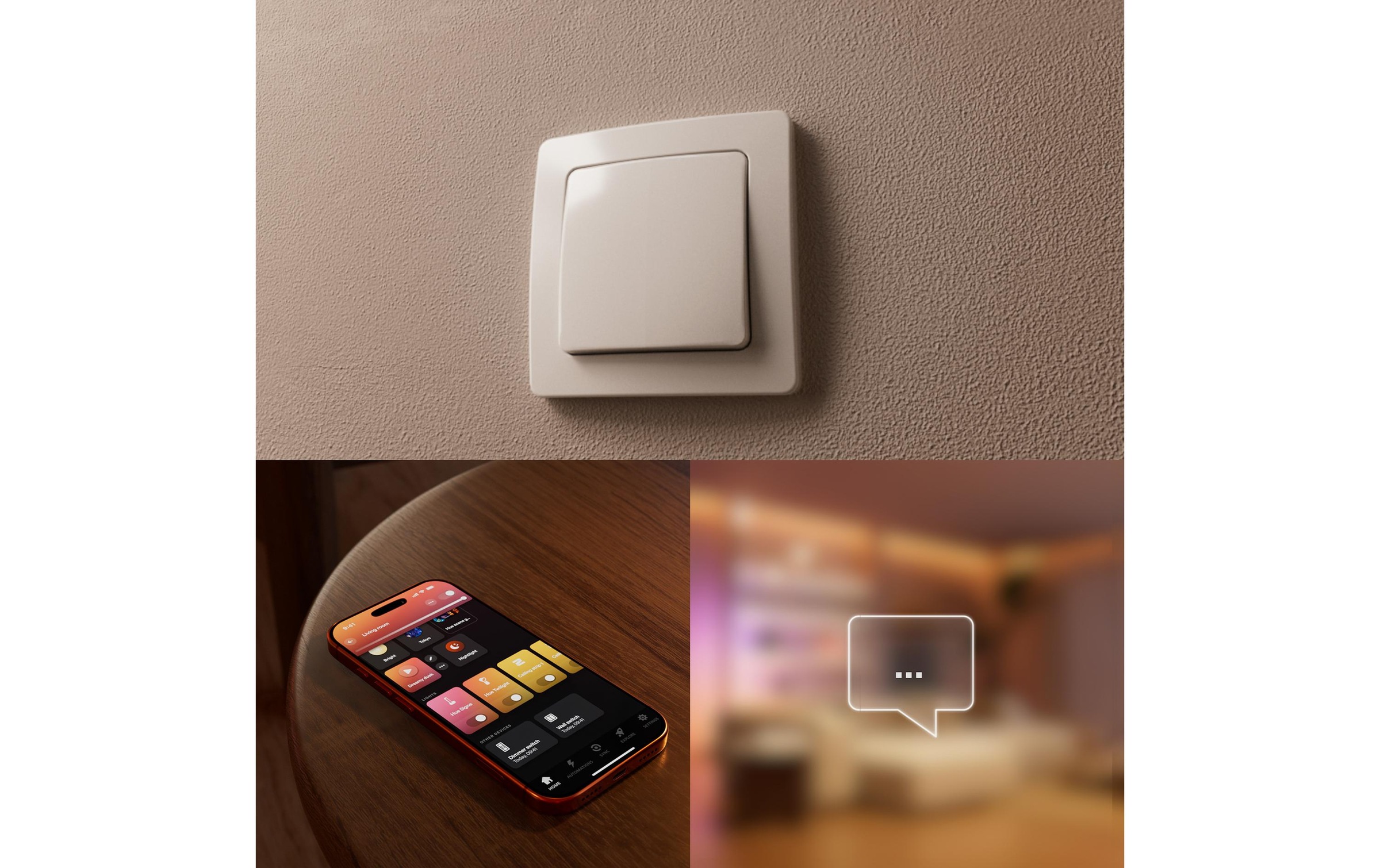 Philips Hue Smart-Home-Steuerelement »Wandschaltermodul, für Hue Lampen, Netzbetrieb« Individuelle Steuerung, App‑ & Sprachsteuerung, 1er‑Pack